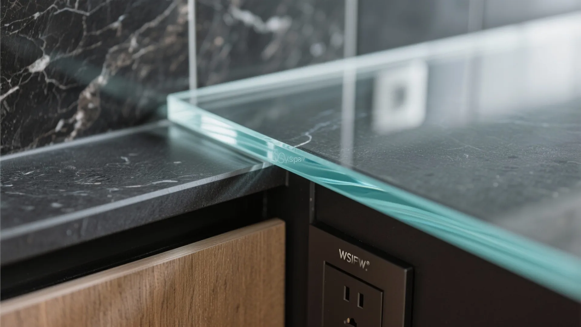 Glass backsplash for light and depth
