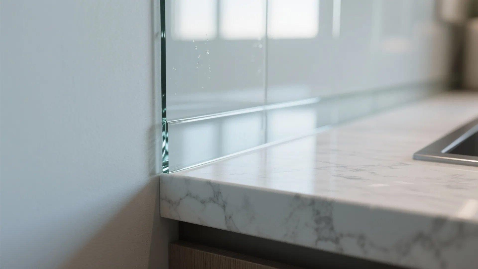 Transparent backsplash for borrowed light