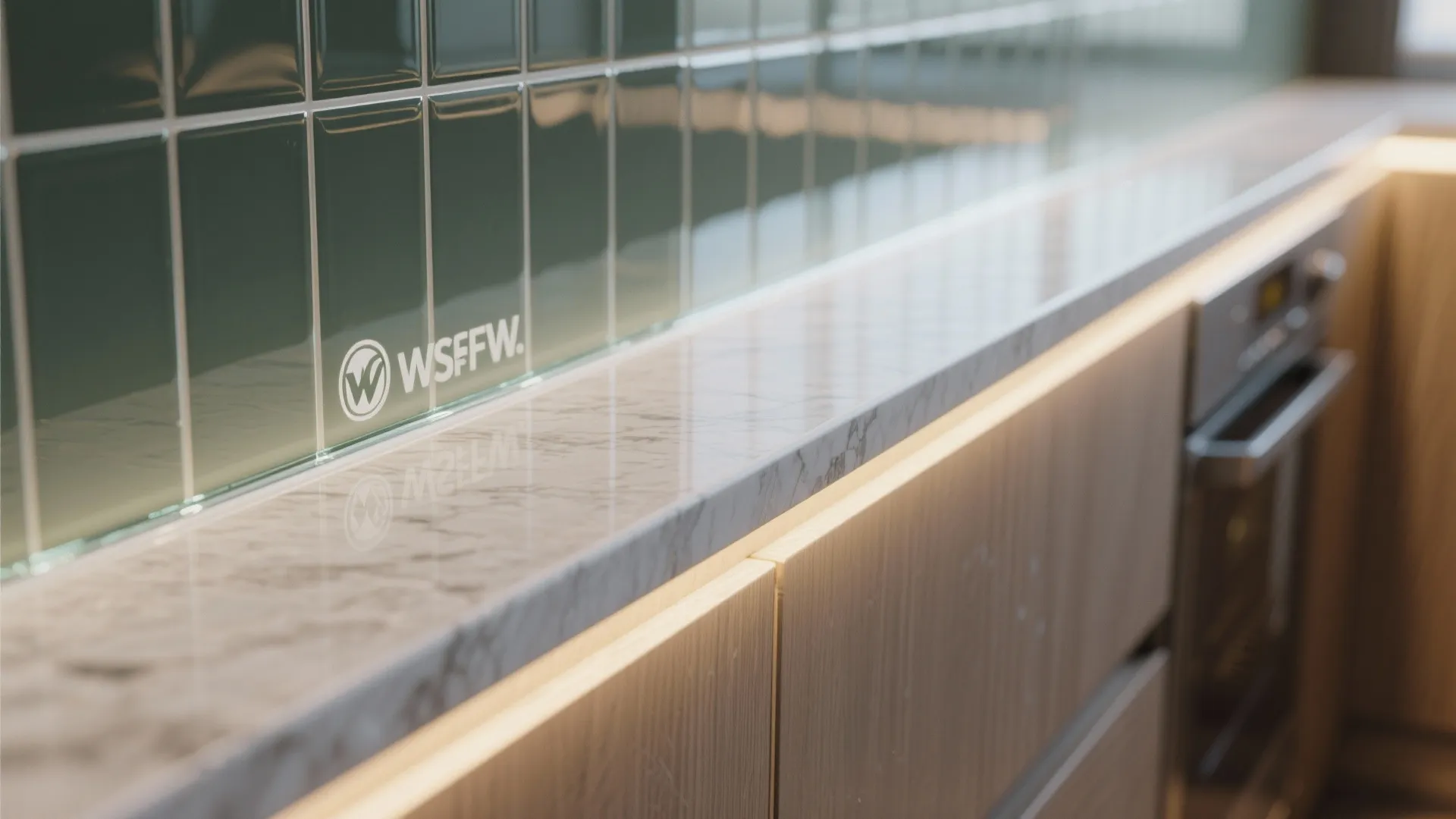 Glass backsplash for light and clarity