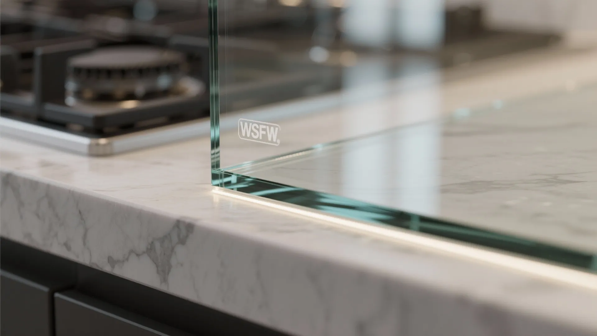 Glass backsplash for a brighter, cleaner cook zone