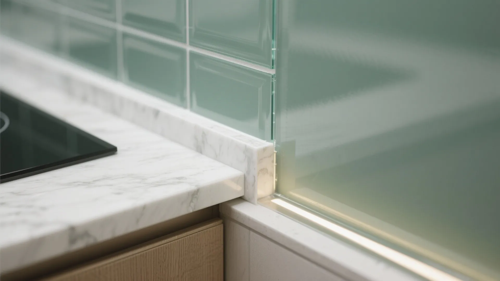 Bright, hygienic surfaces with a glass backsplash