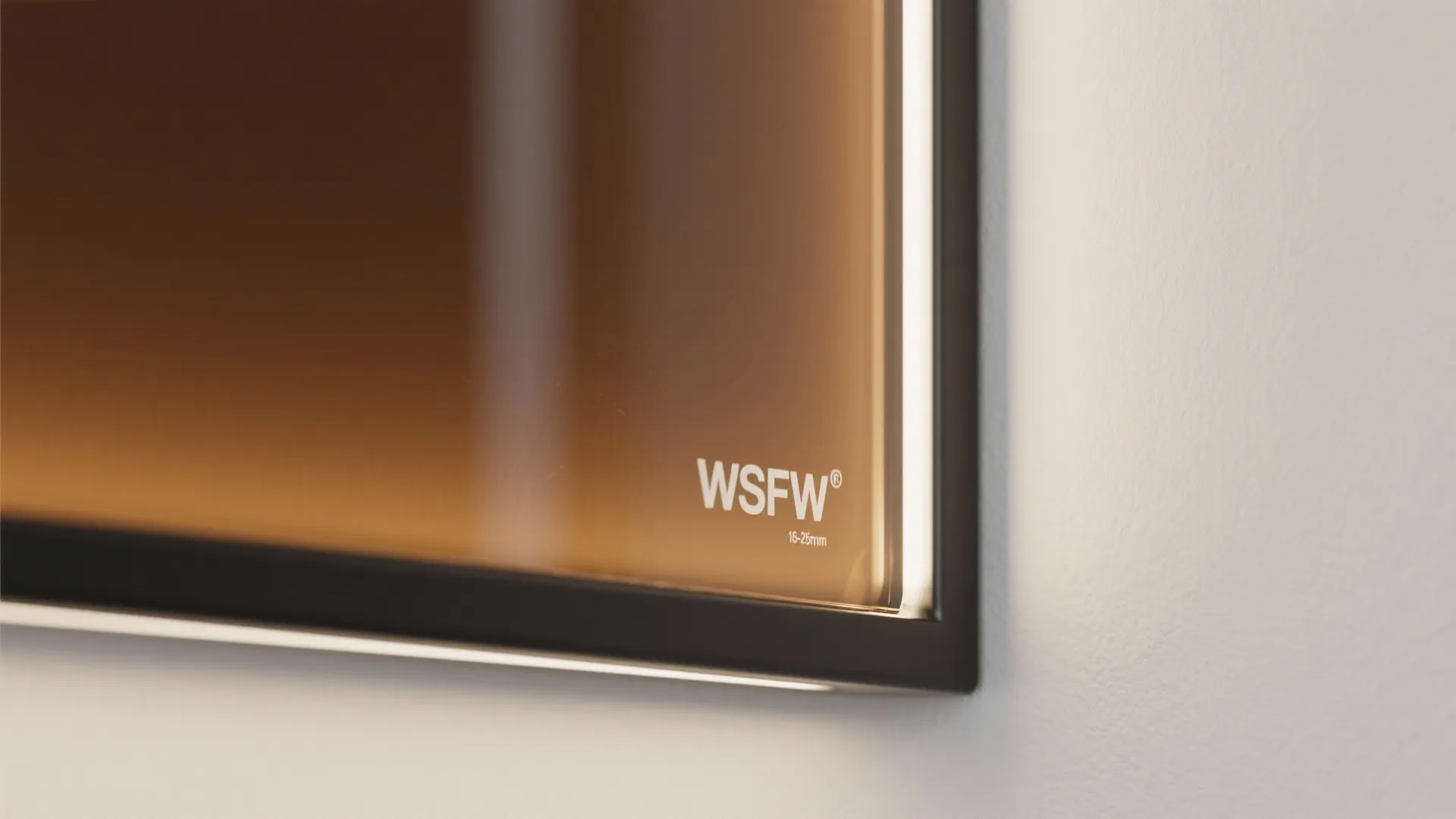 Glass back panel with edge lighting for depth