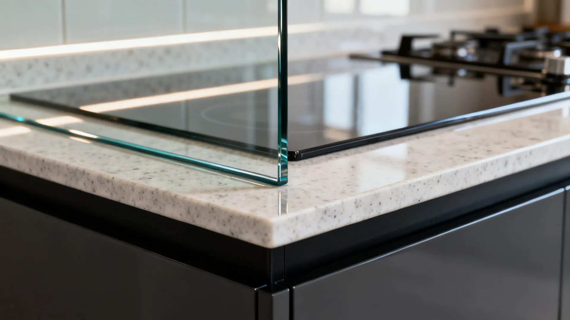 High-gloss Lacquered Glass Backsplash