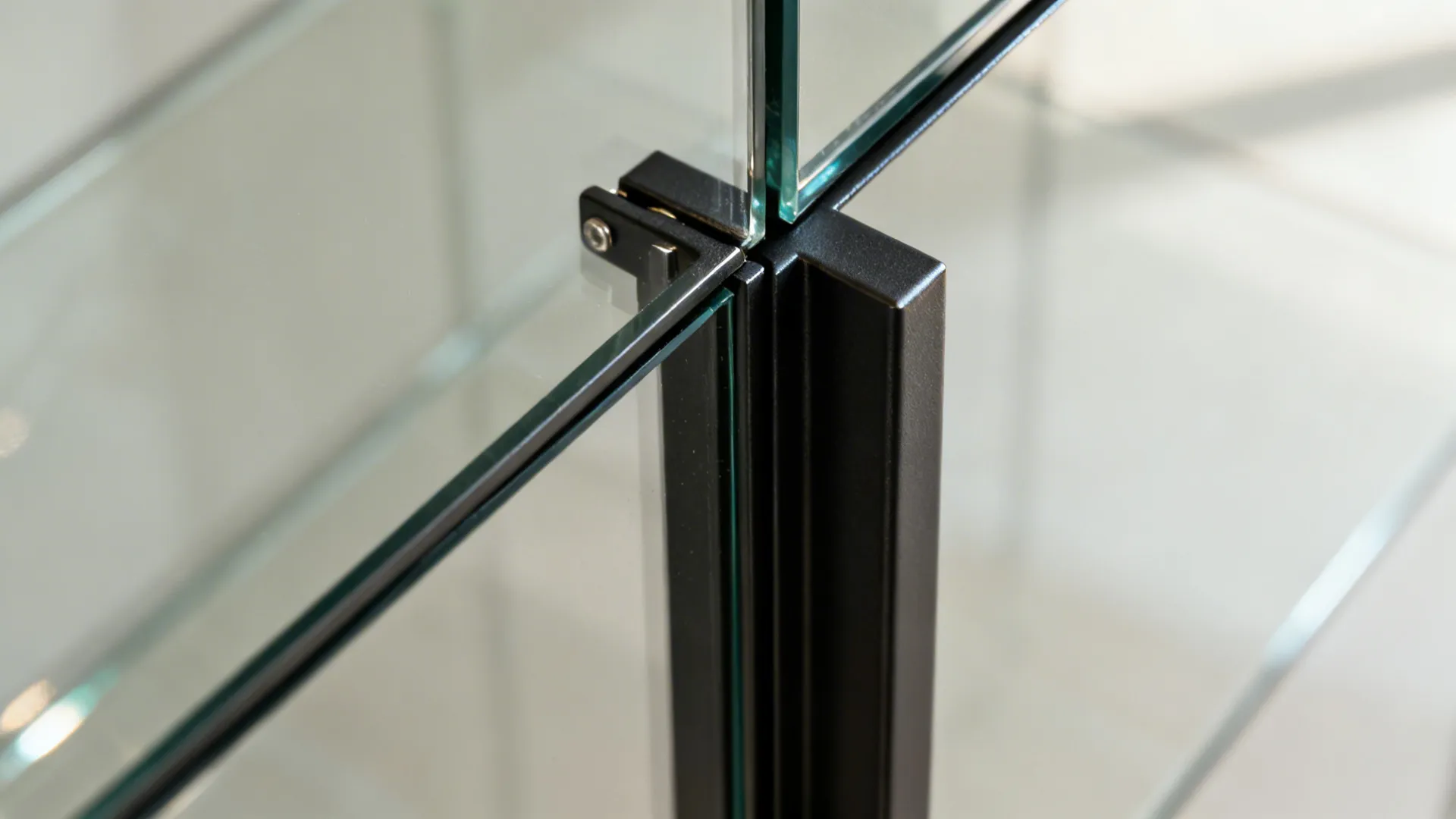 1) Minimal framed glass media console