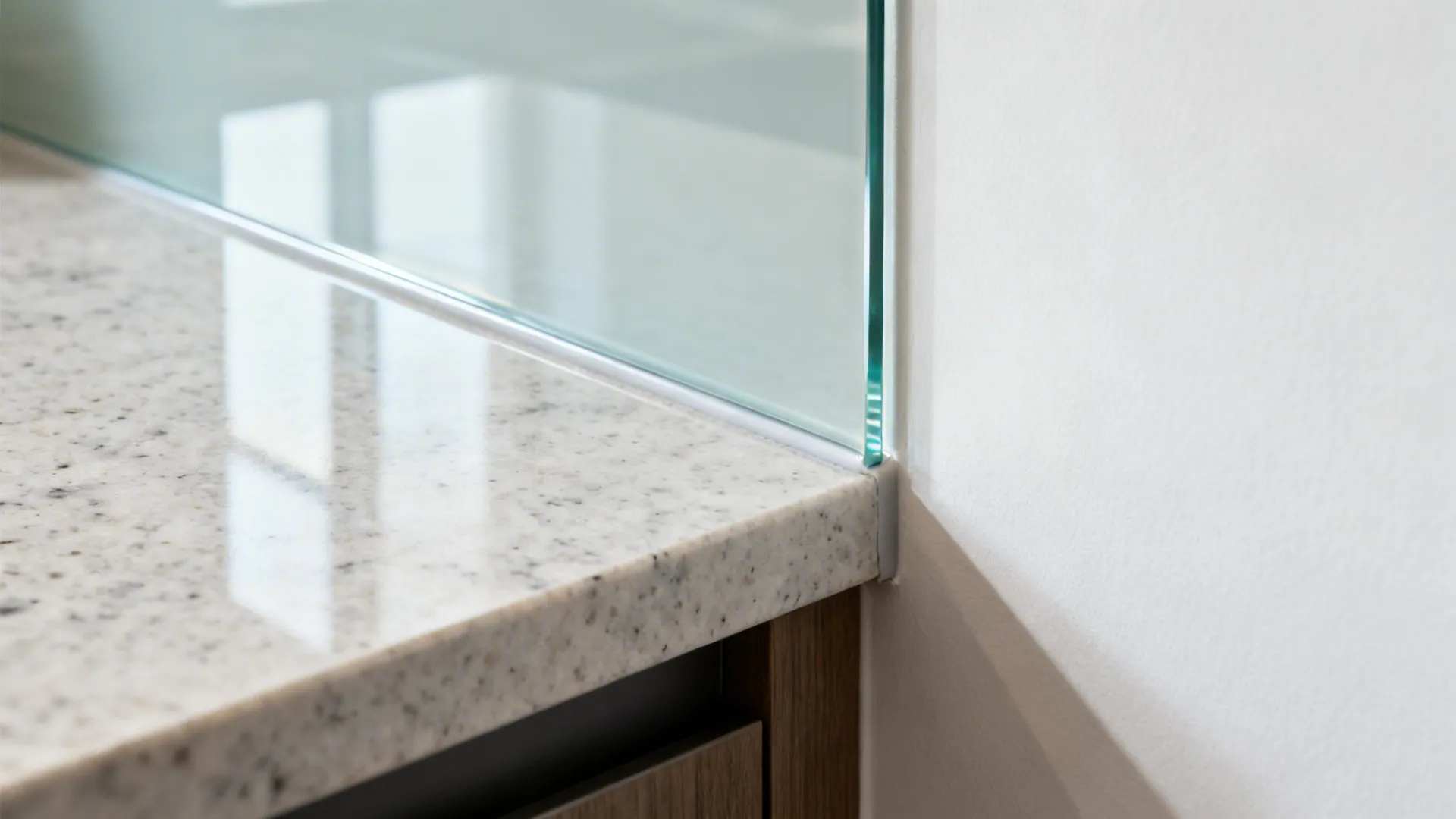 Glass backsplash for light and depth