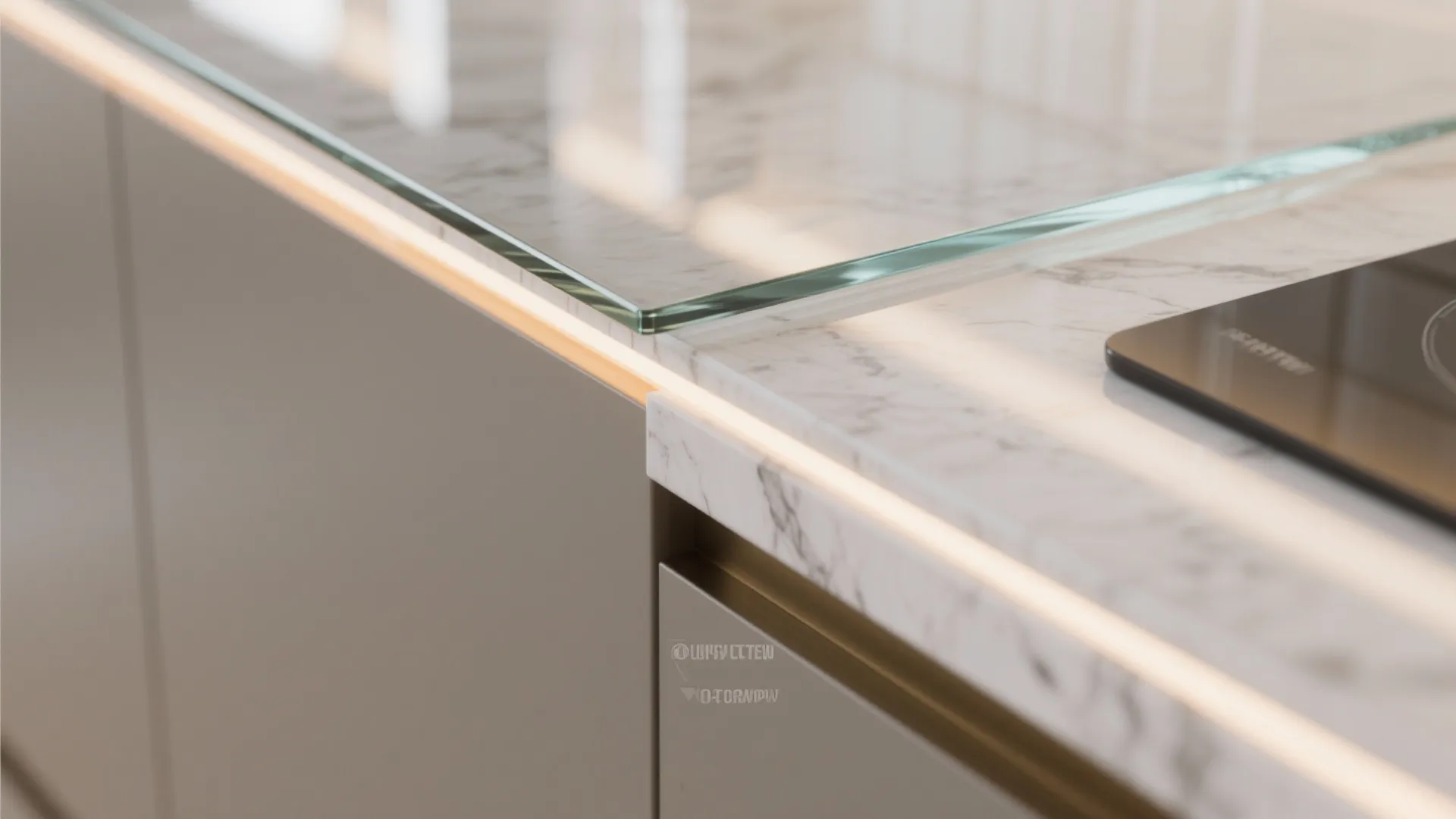 Glass backsplash for airy light