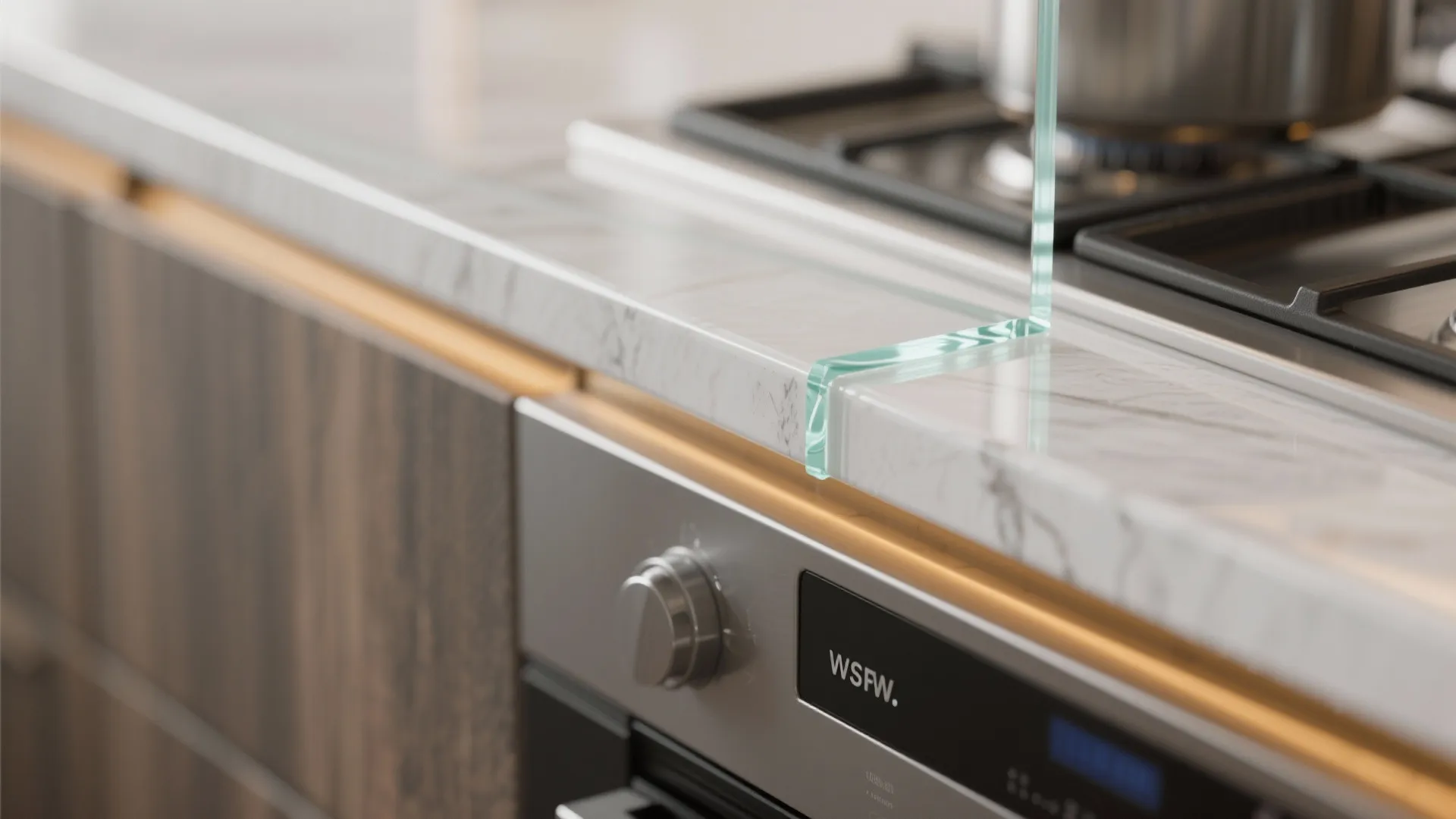 Glass backsplash for a brighter galley kitchen