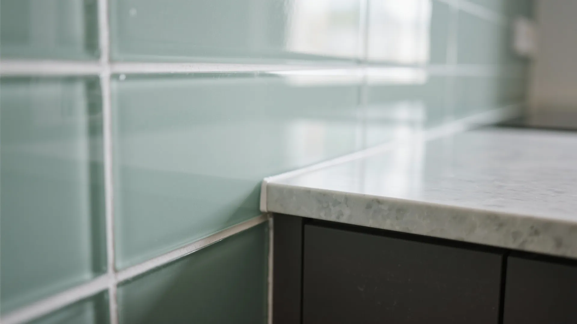 Glass backsplash for light and depth