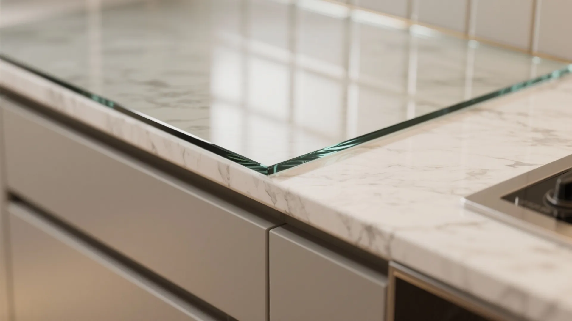Glass backsplash for a brighter feel