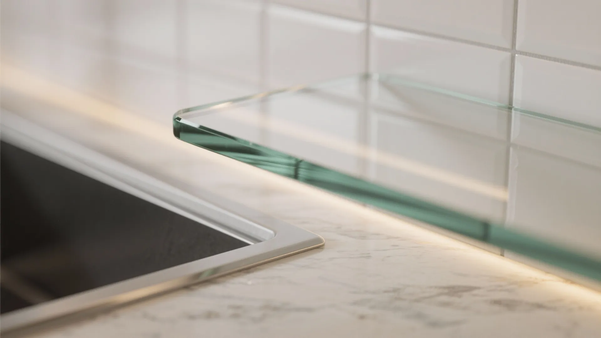 Glass Backsplash for Light and Depth