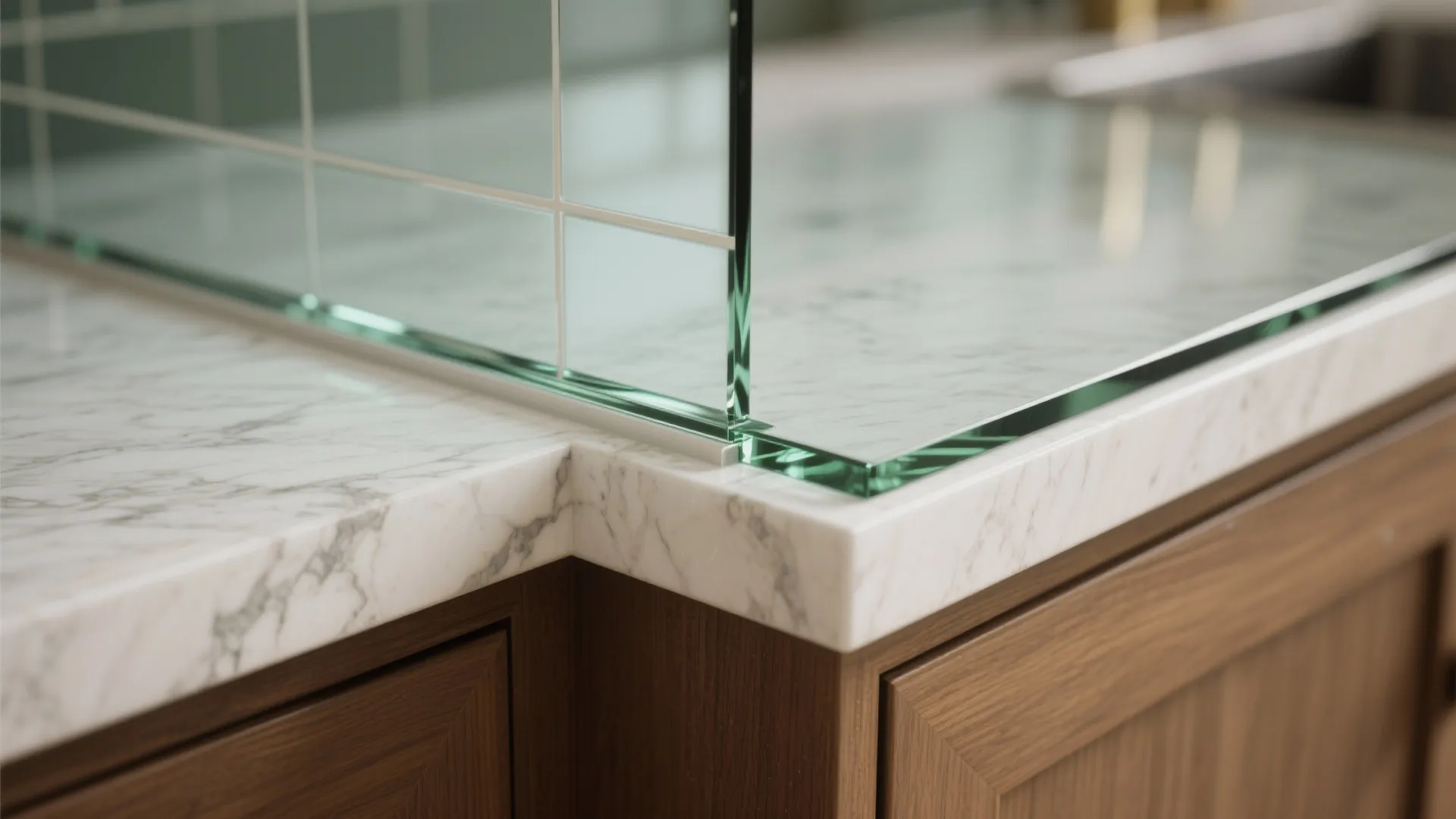 2) Glass Backsplash for Light and Depth