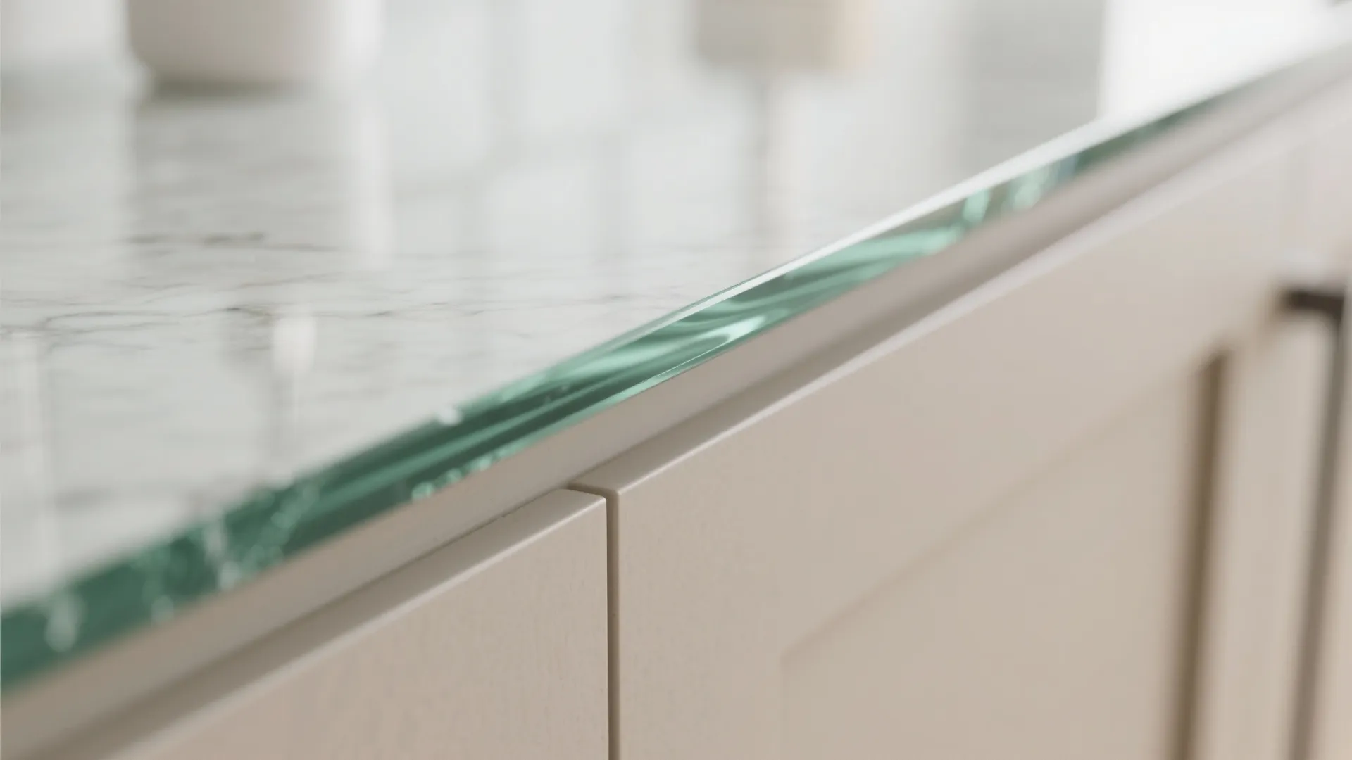 Glass backsplash for light and depth