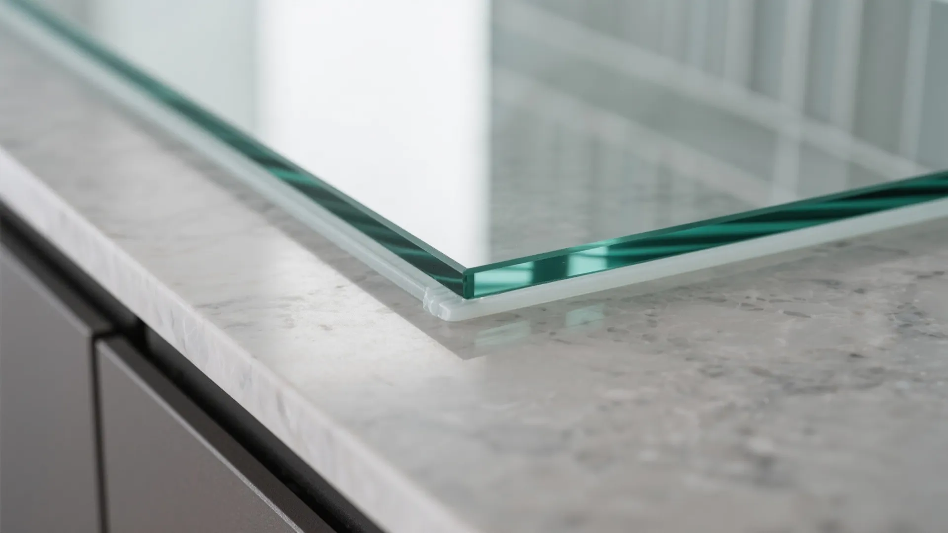 Glass backsplash for light and depth