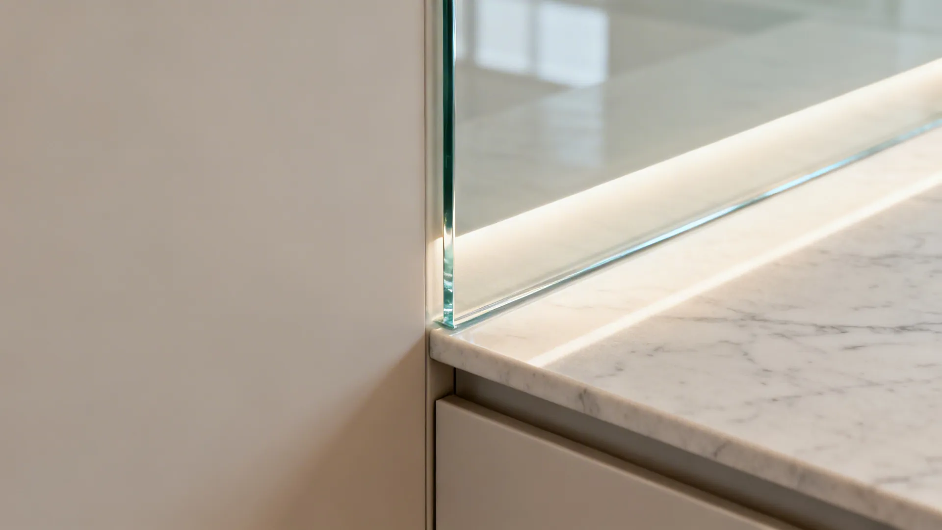 Transparent glass backsplash