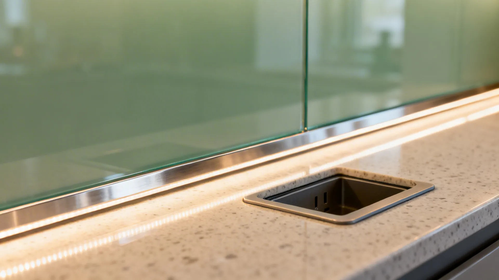 Glass backsplash for borrowed light