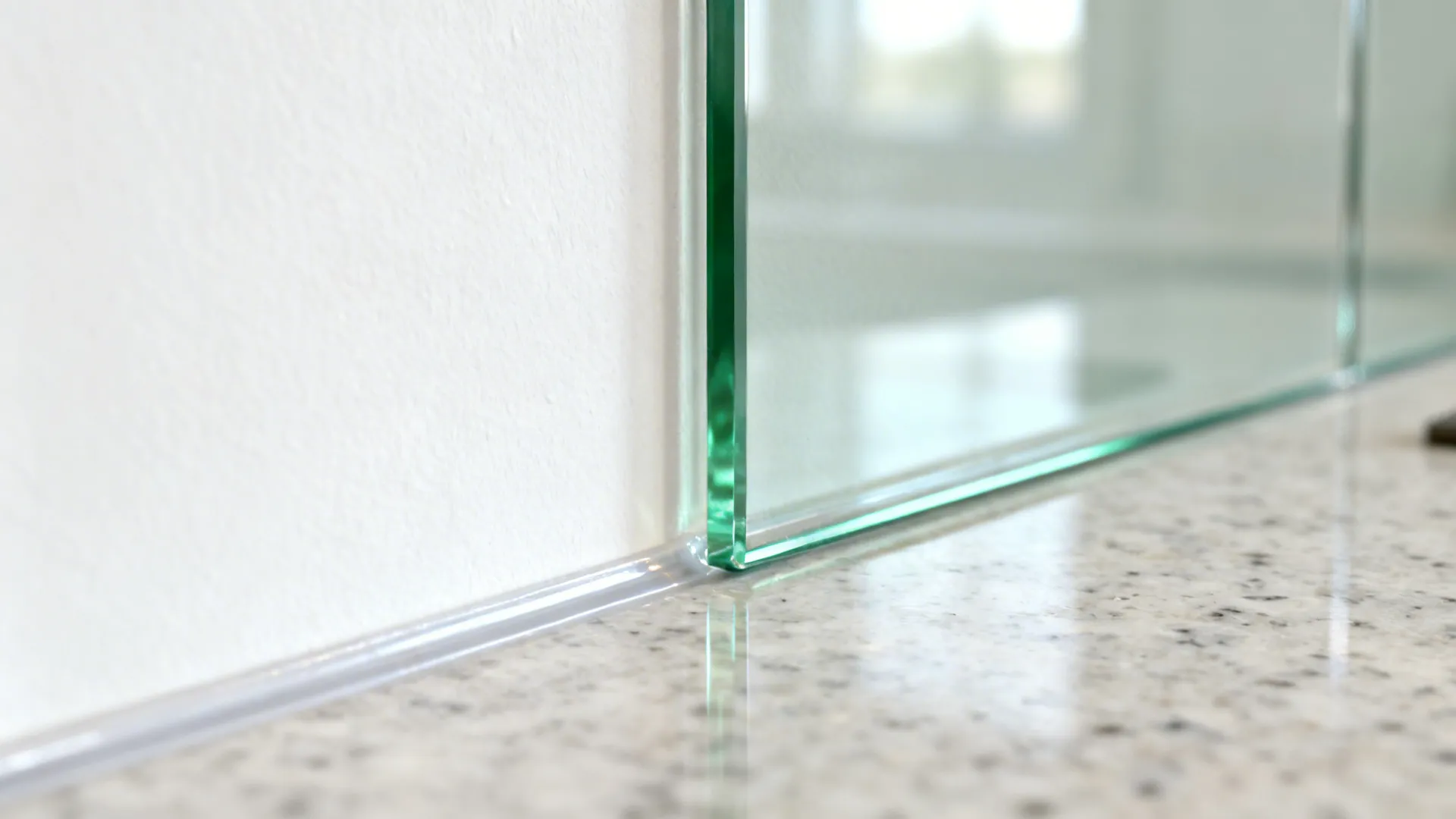 Glass backsplash for light and easy cleaning