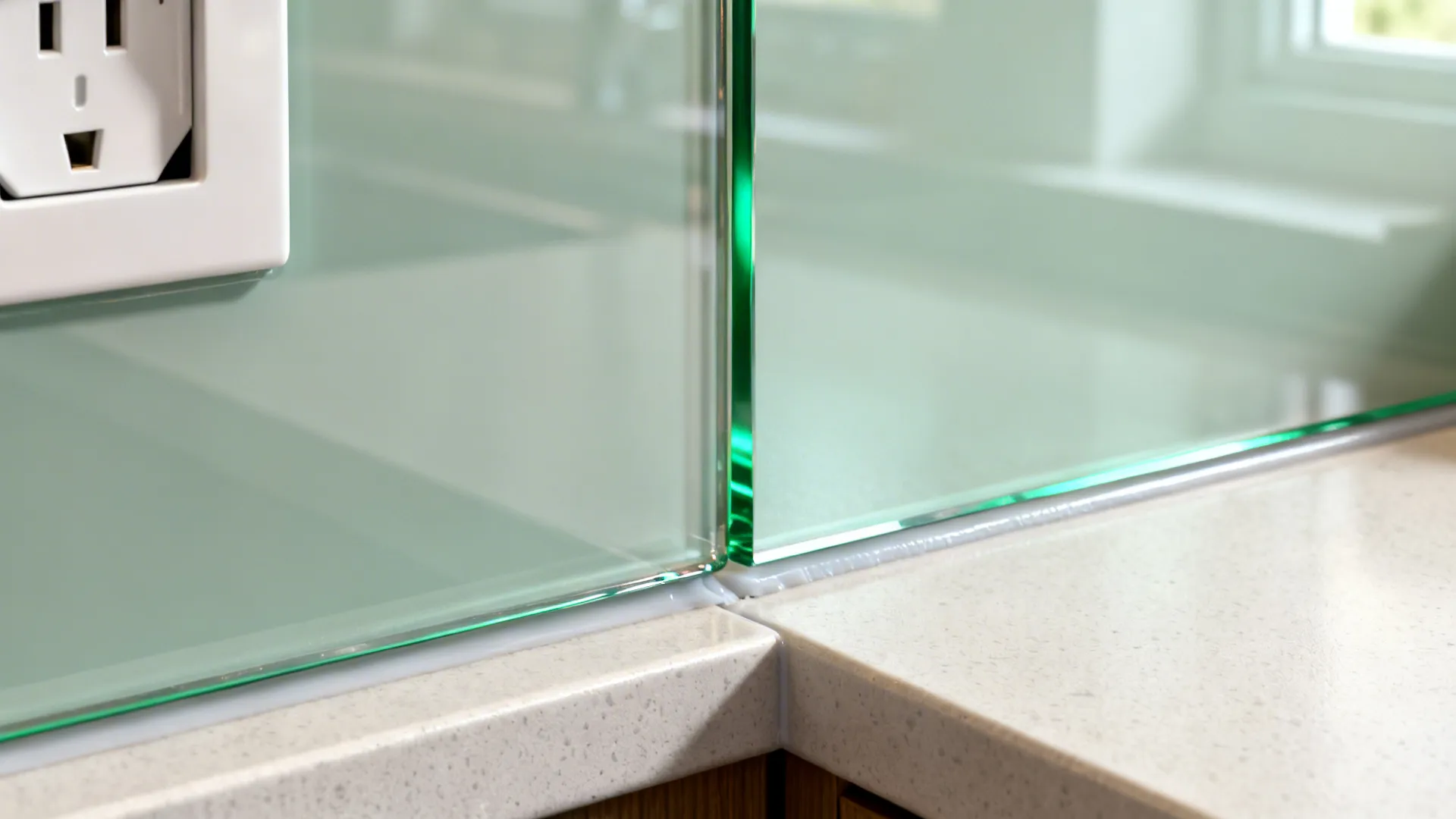 2) Glass Backsplash for Light and Depth