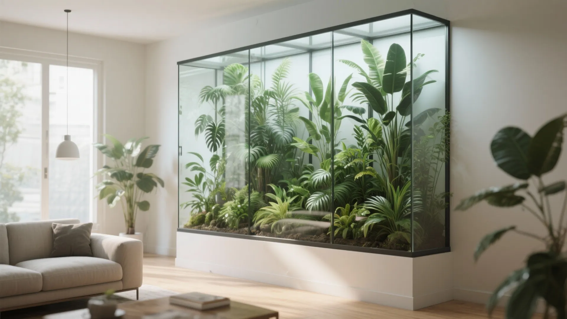 Glass-Enclosed Plant Wall
