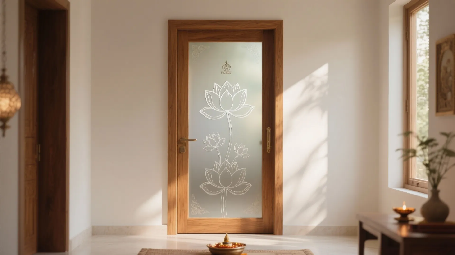 Glass Panel with Etched Symbols