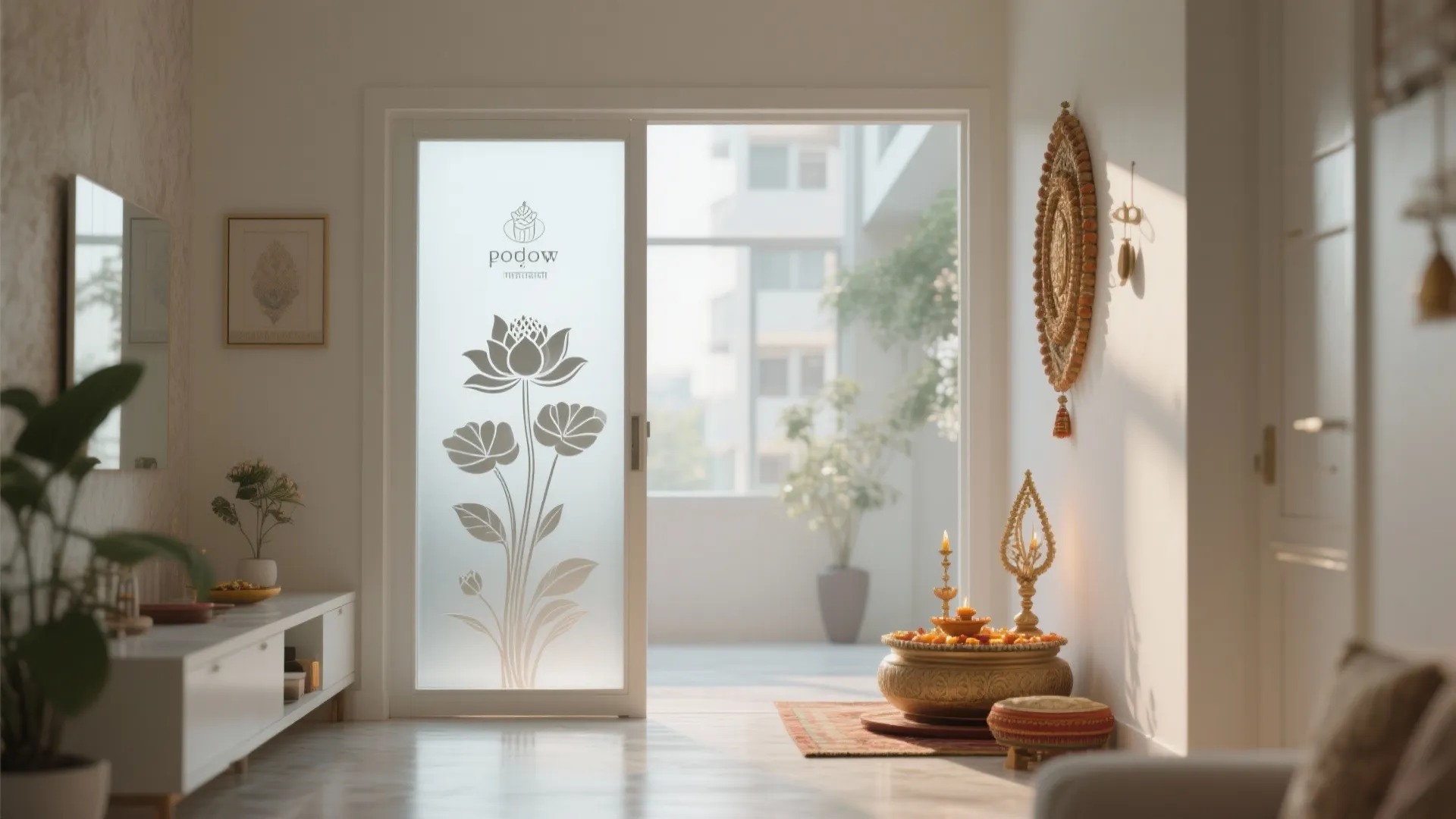 Glass Panel Doors with Etched Designs