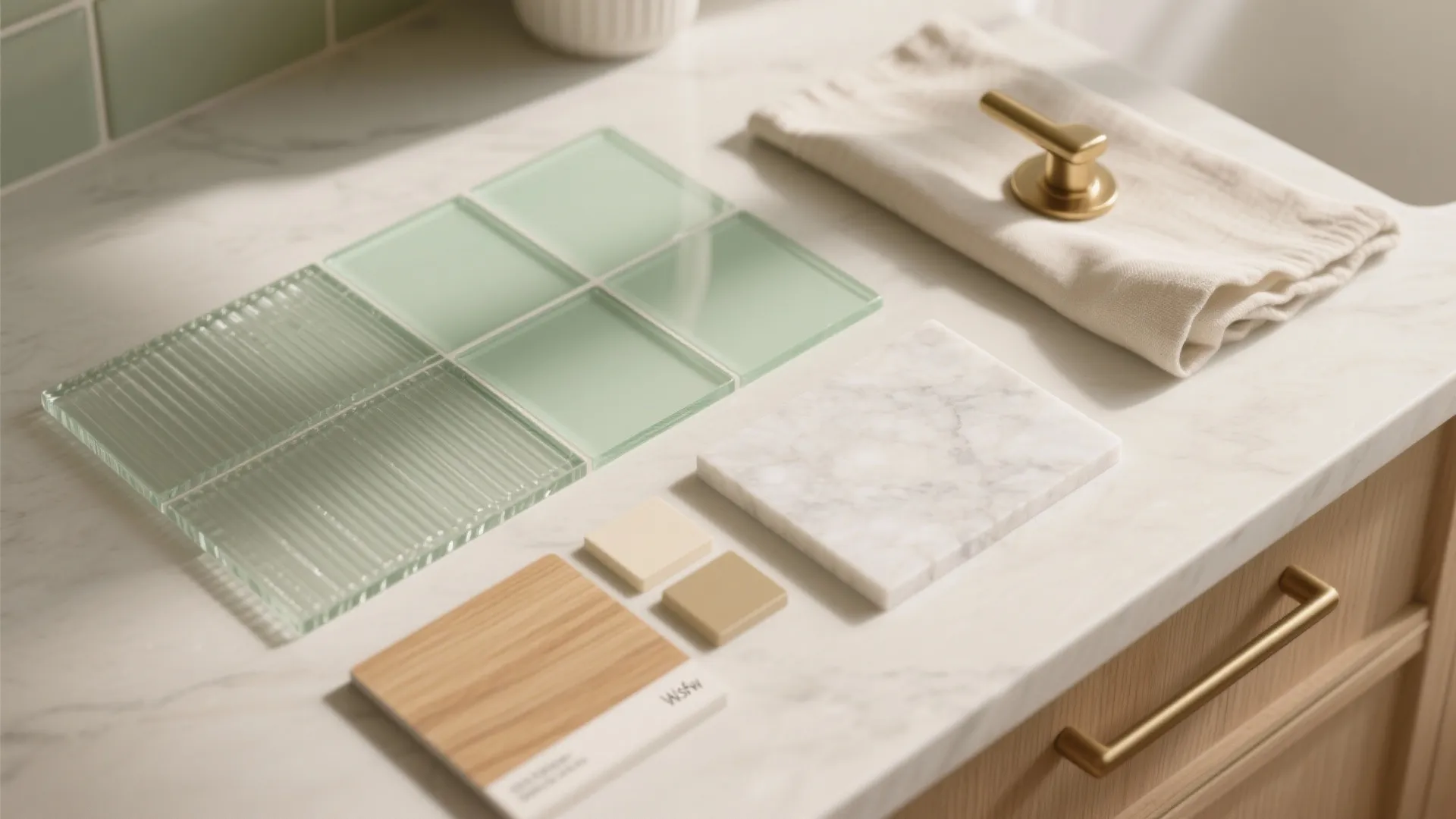 The airy feel of a glass backsplash and partition