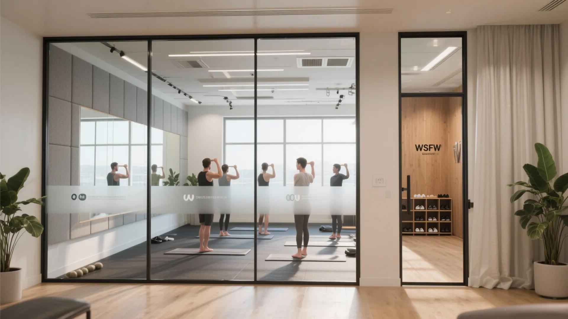 5. Glass-Backed Flex Space for Mobility and Light Training