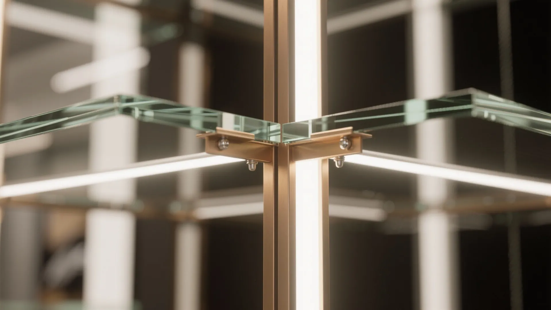 4) Glass Showcase Towers With Warm Metal Frames