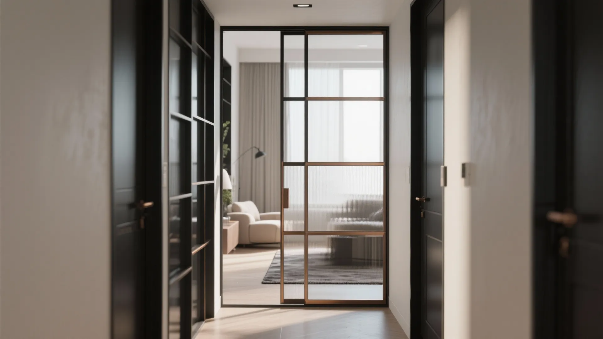 Glass-and-Metal Framed Partition