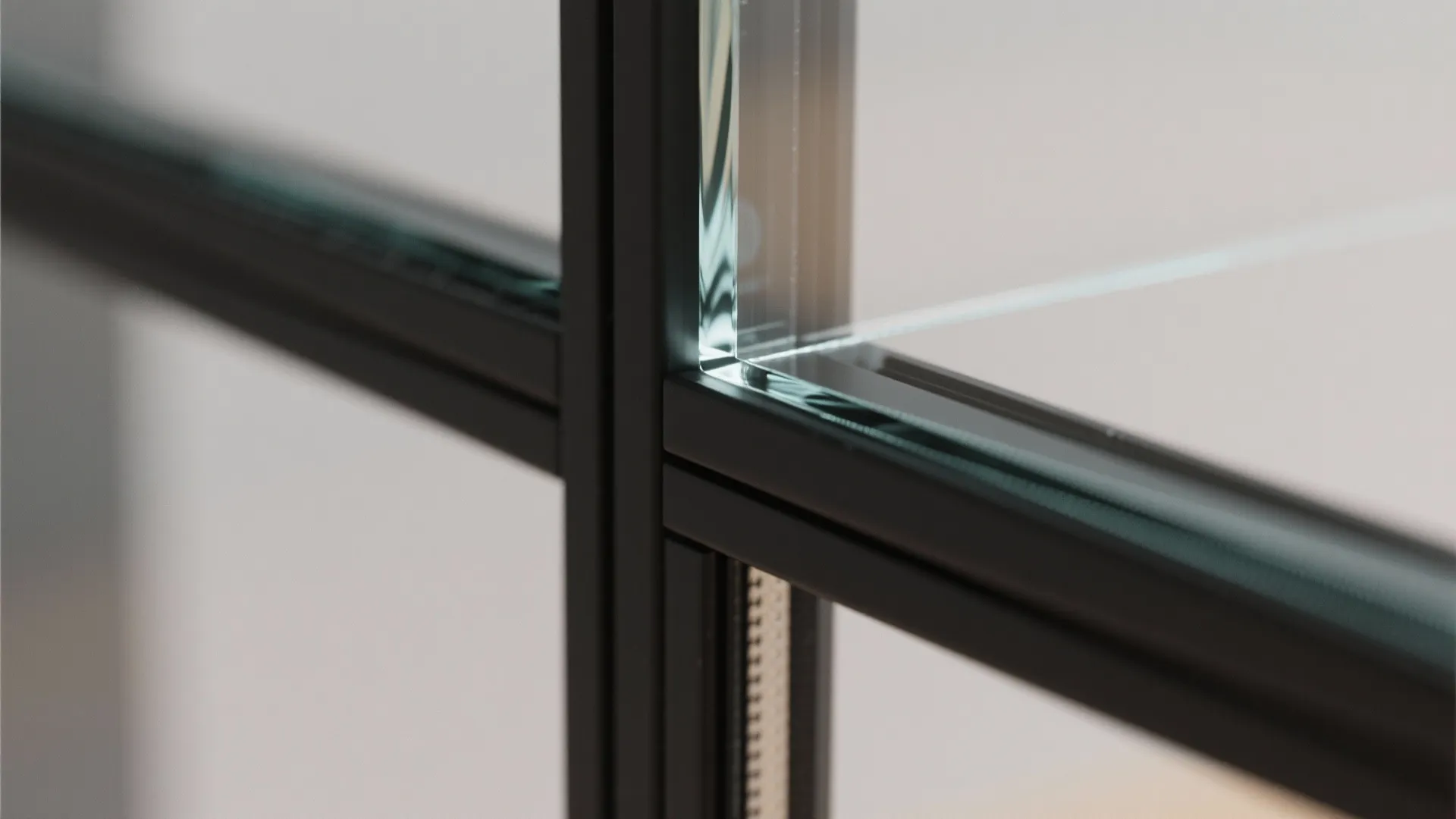 Glass and metal frame partition for light and airflow