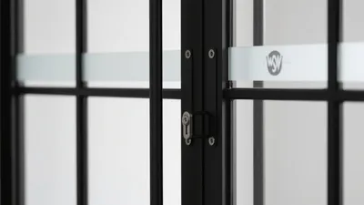 Industrial-Style Glass Door Design with Frosted Panels