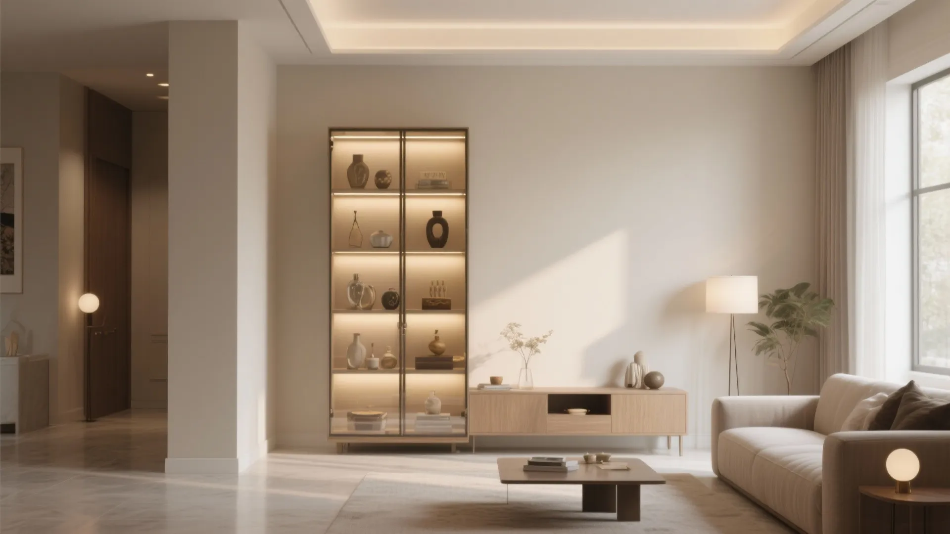 Minimalist Glass-Front Almirah