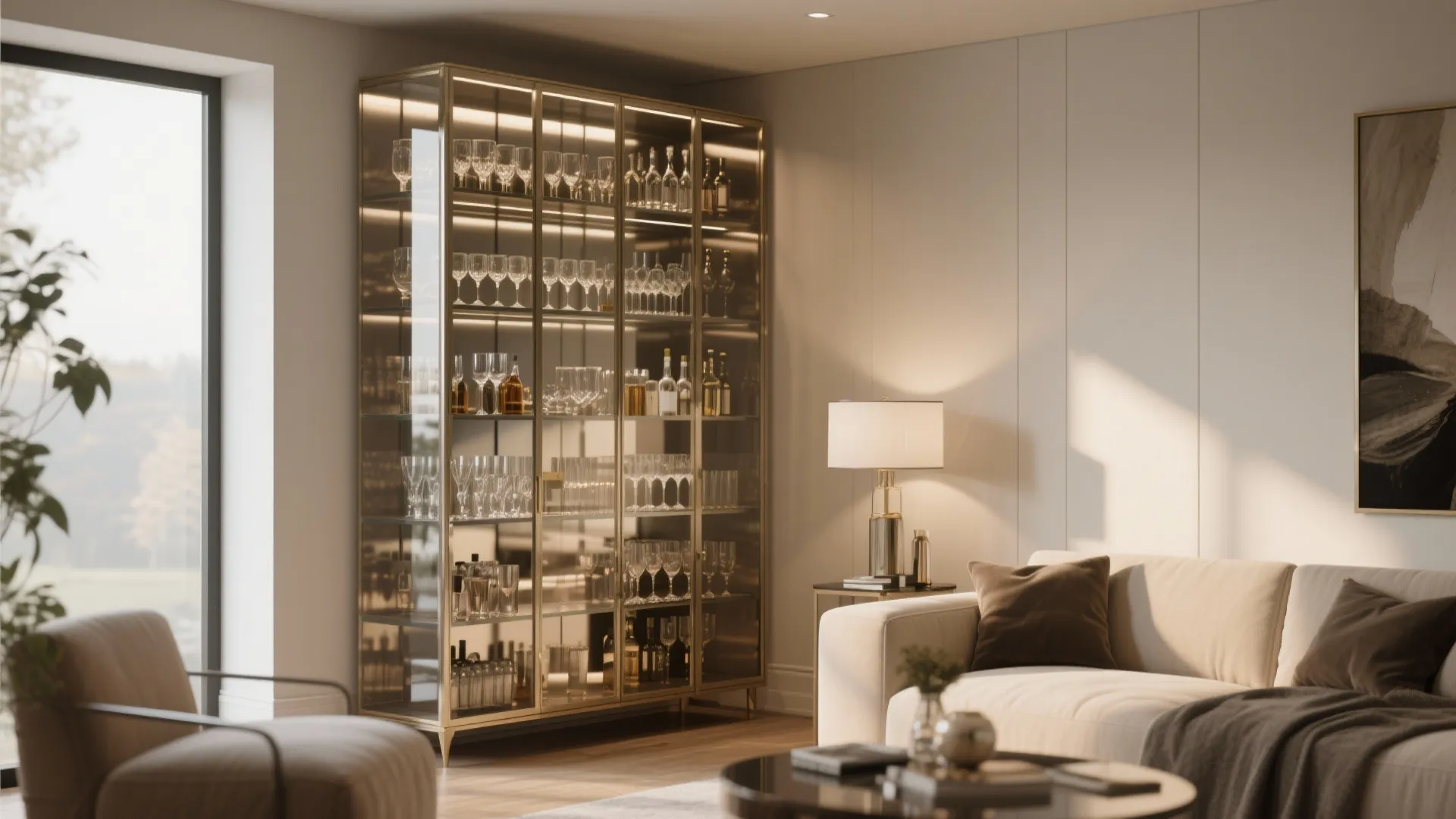 2. Glass-front Cabinet Elegance