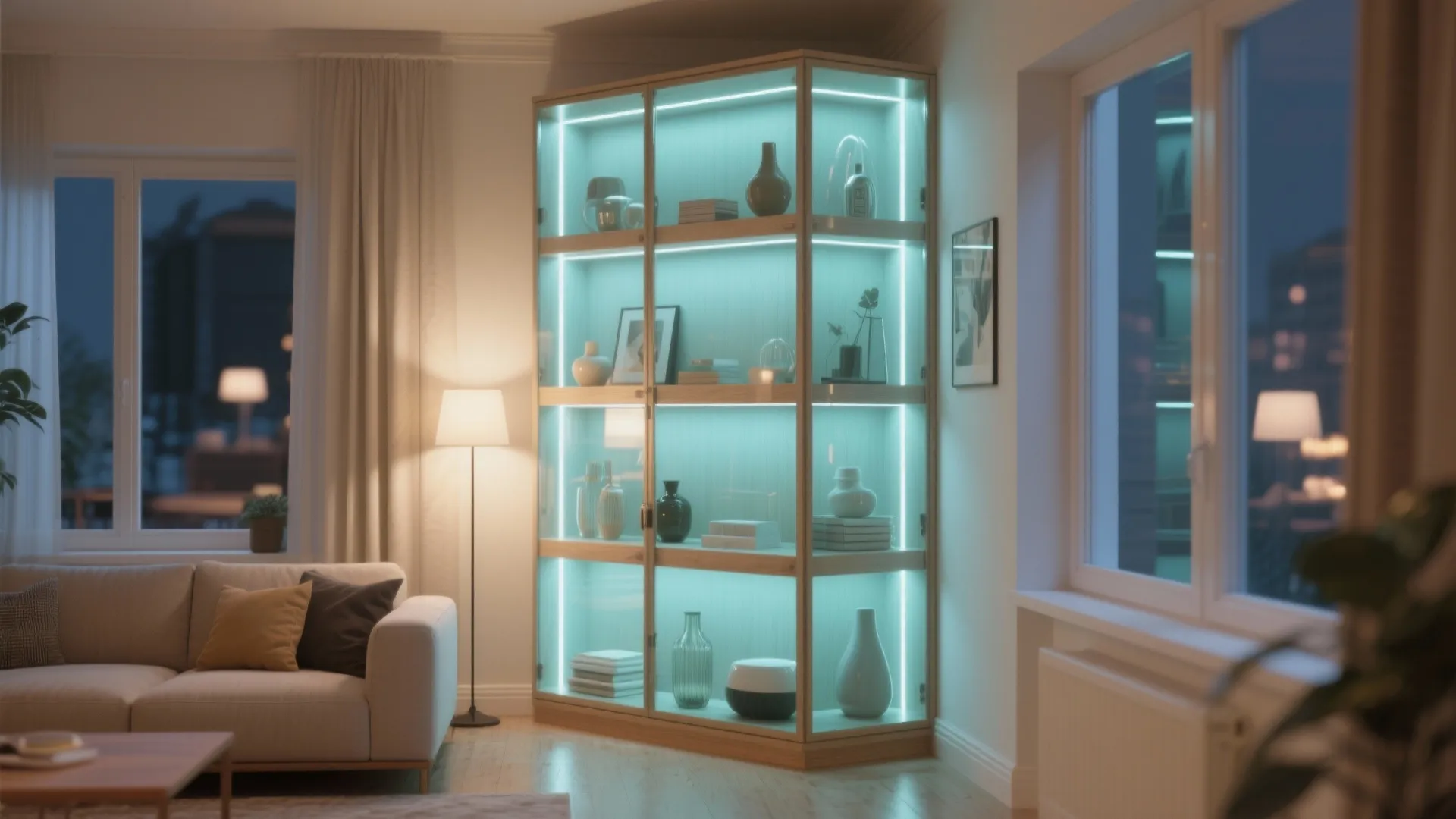 3. Glass-Front Corner Cabinet