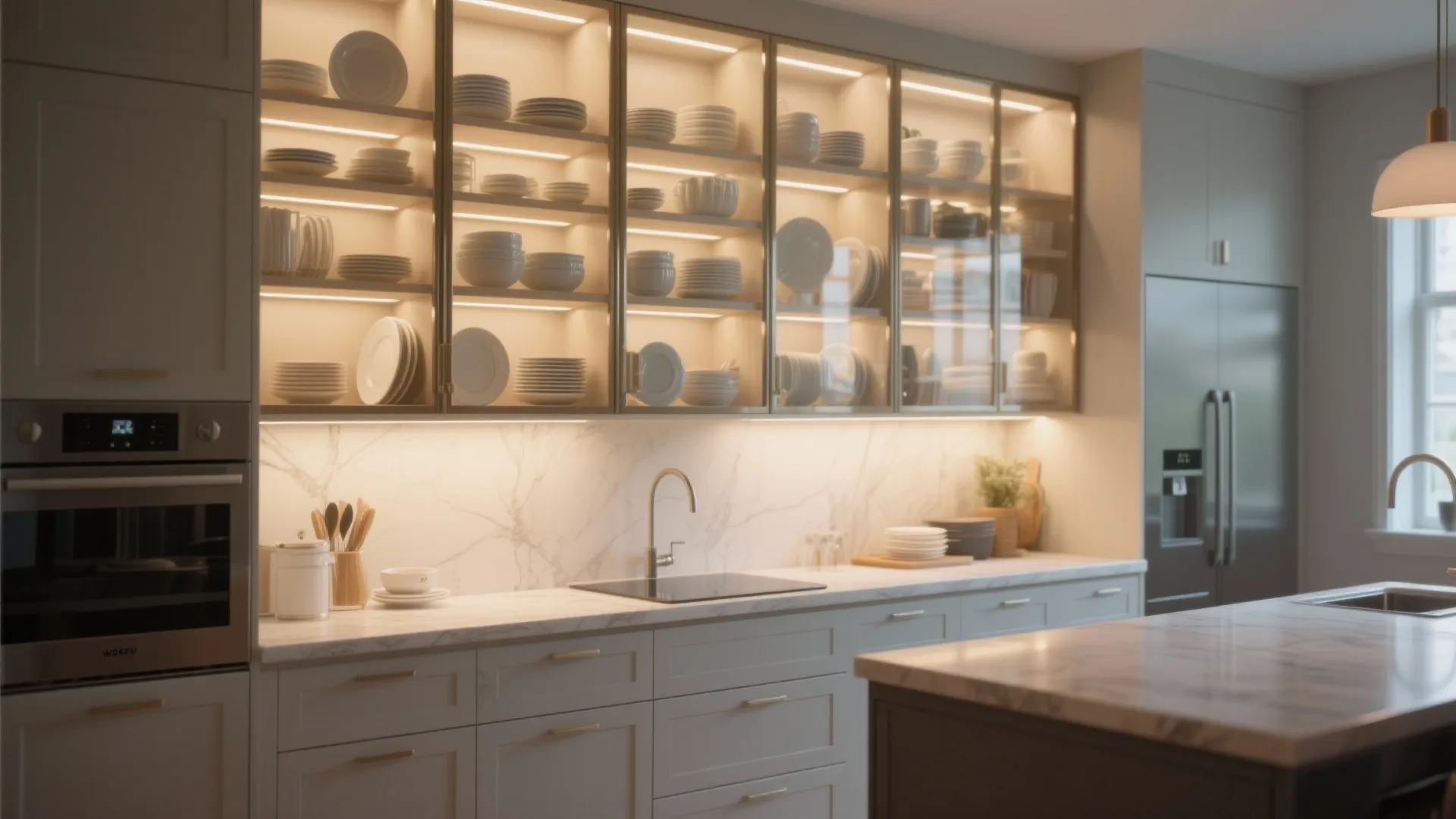 5. Glass-Front Cupboard Shelves