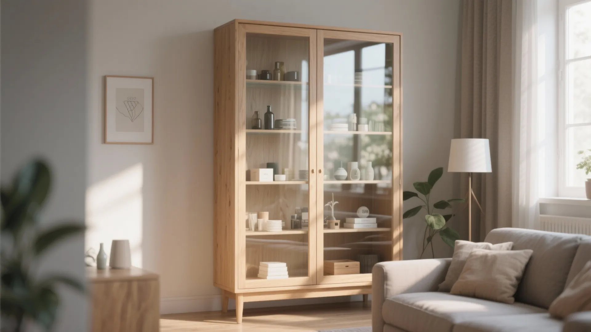 7. Glass-front display cabinets