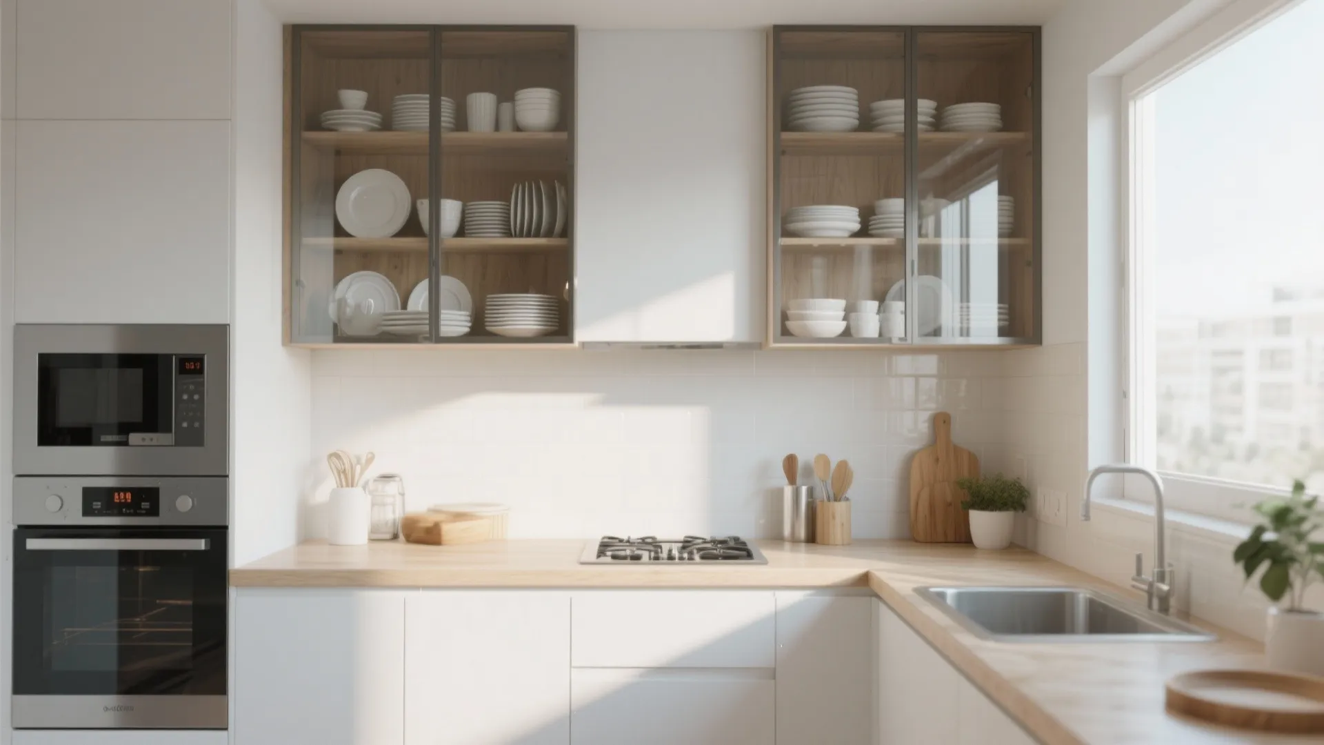 2. Glass-Front Cabinets