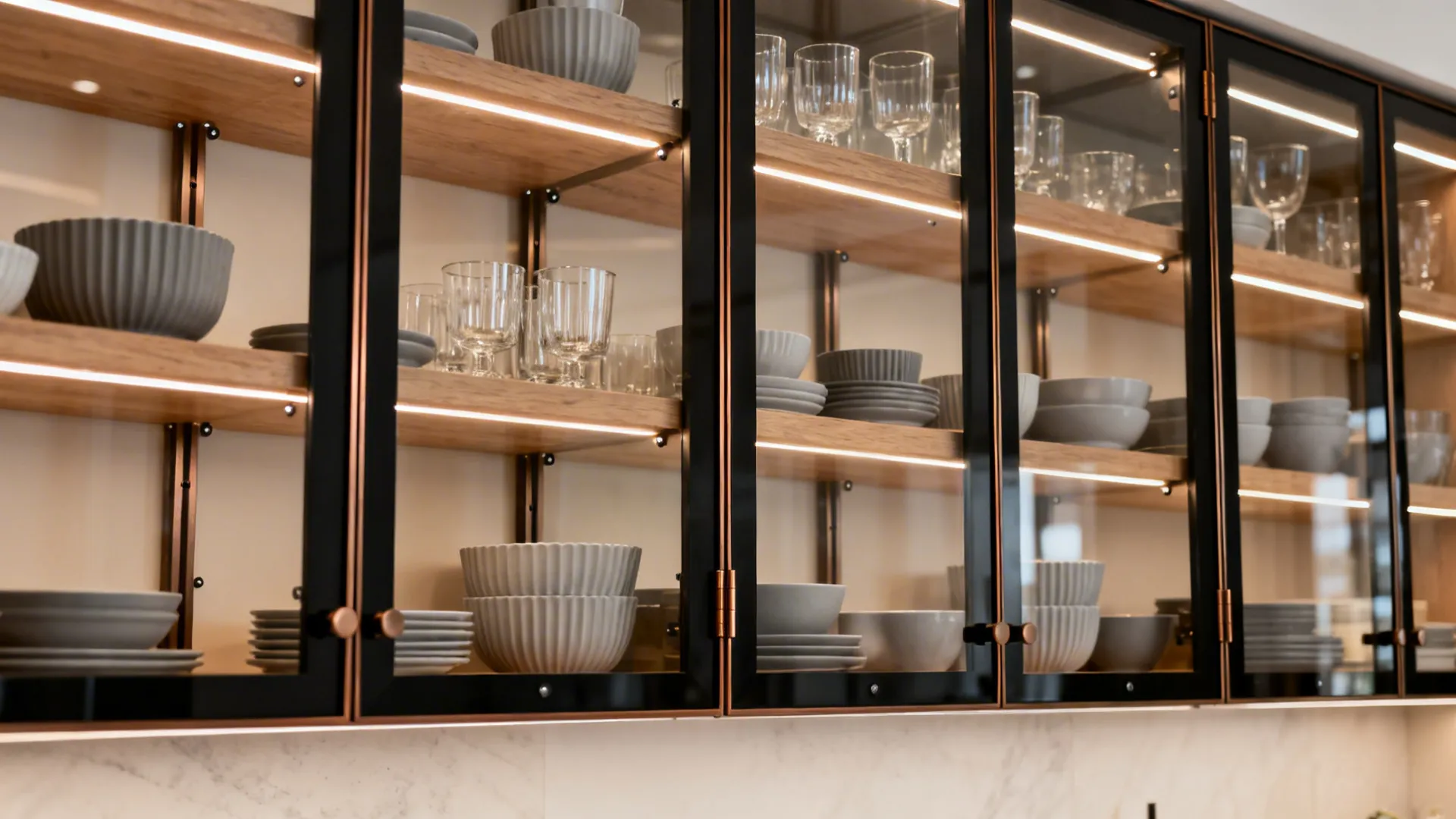 1) Minimal Display with Protected Glass Fronts