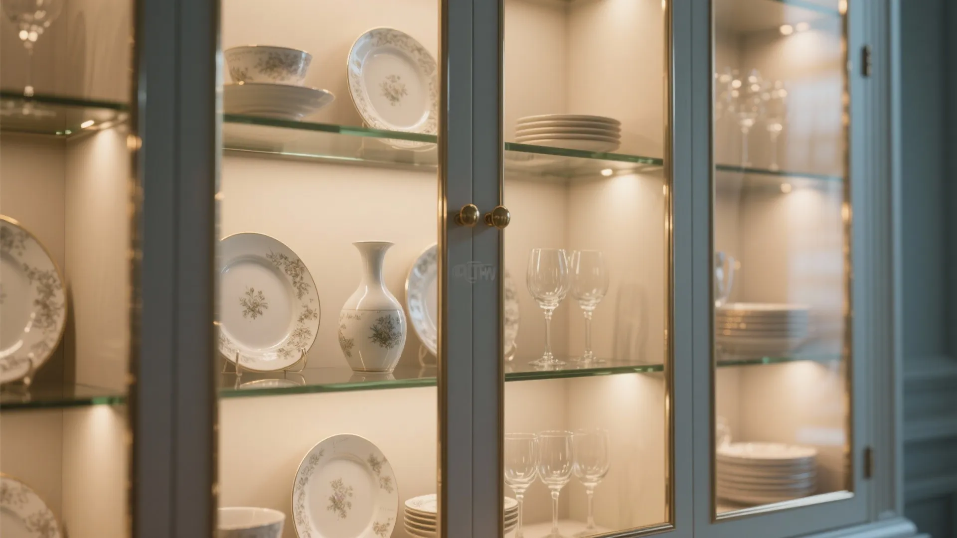 4. Glass-Front Hutch for Delicate Dishware
