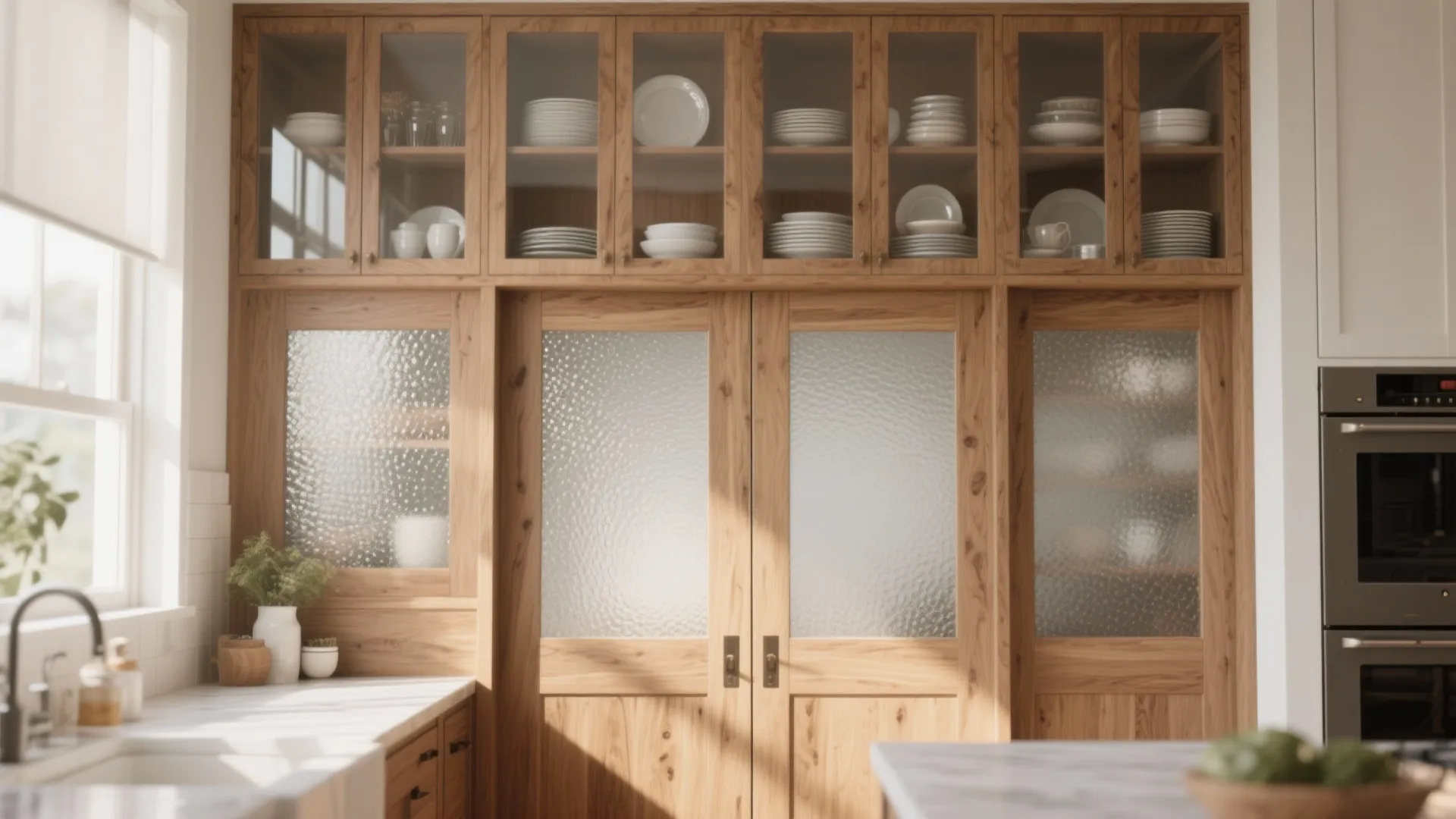 4. Glass-front Oak Doors to Open Up Visual Space