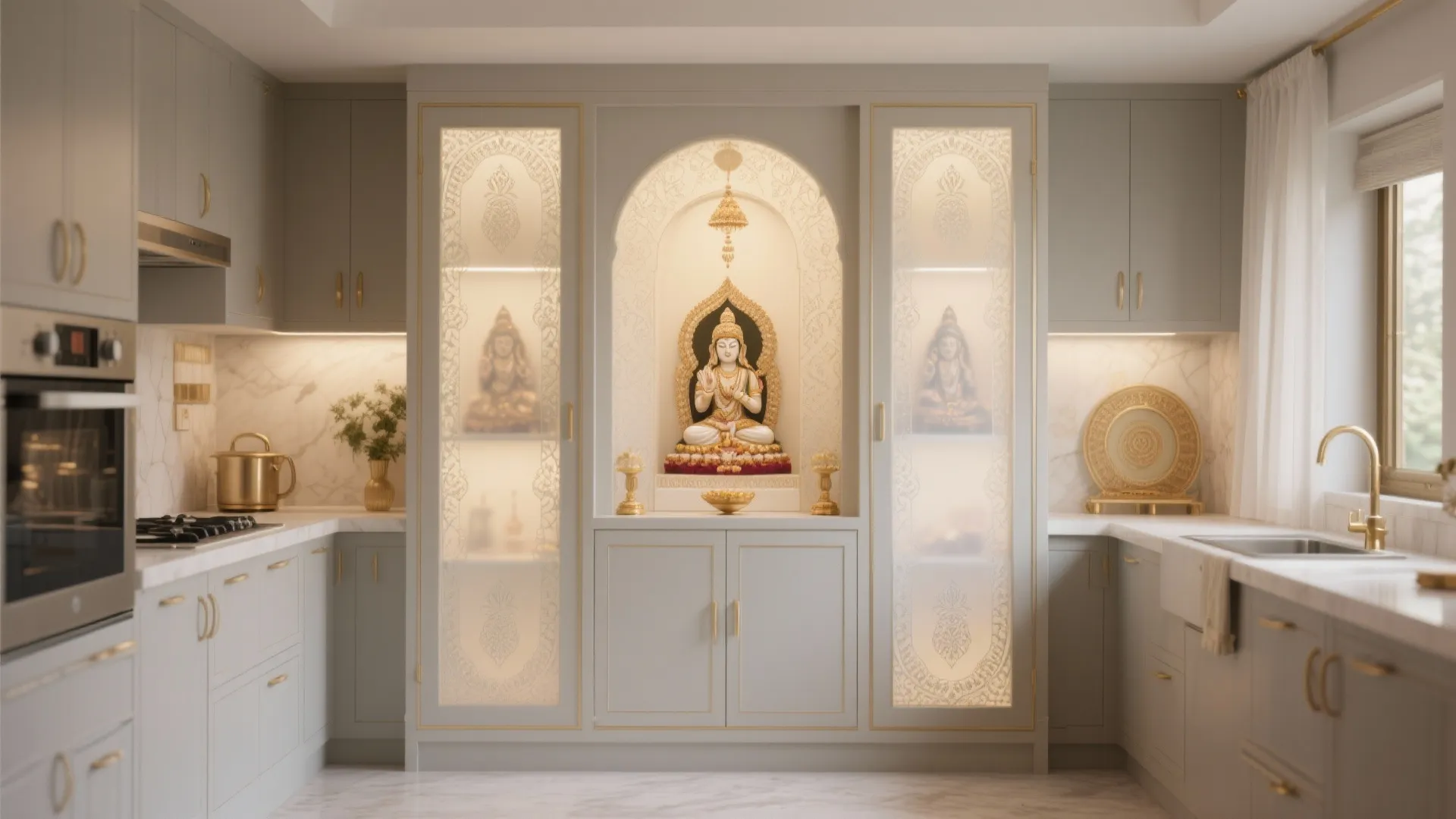 Glass-Front Pooja Cabinet