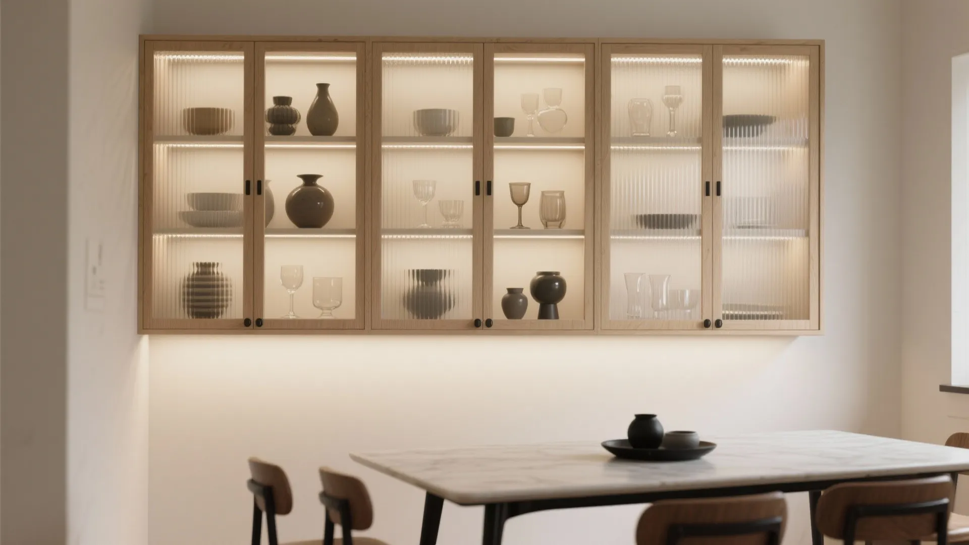 Glass-front cabinets for layered display