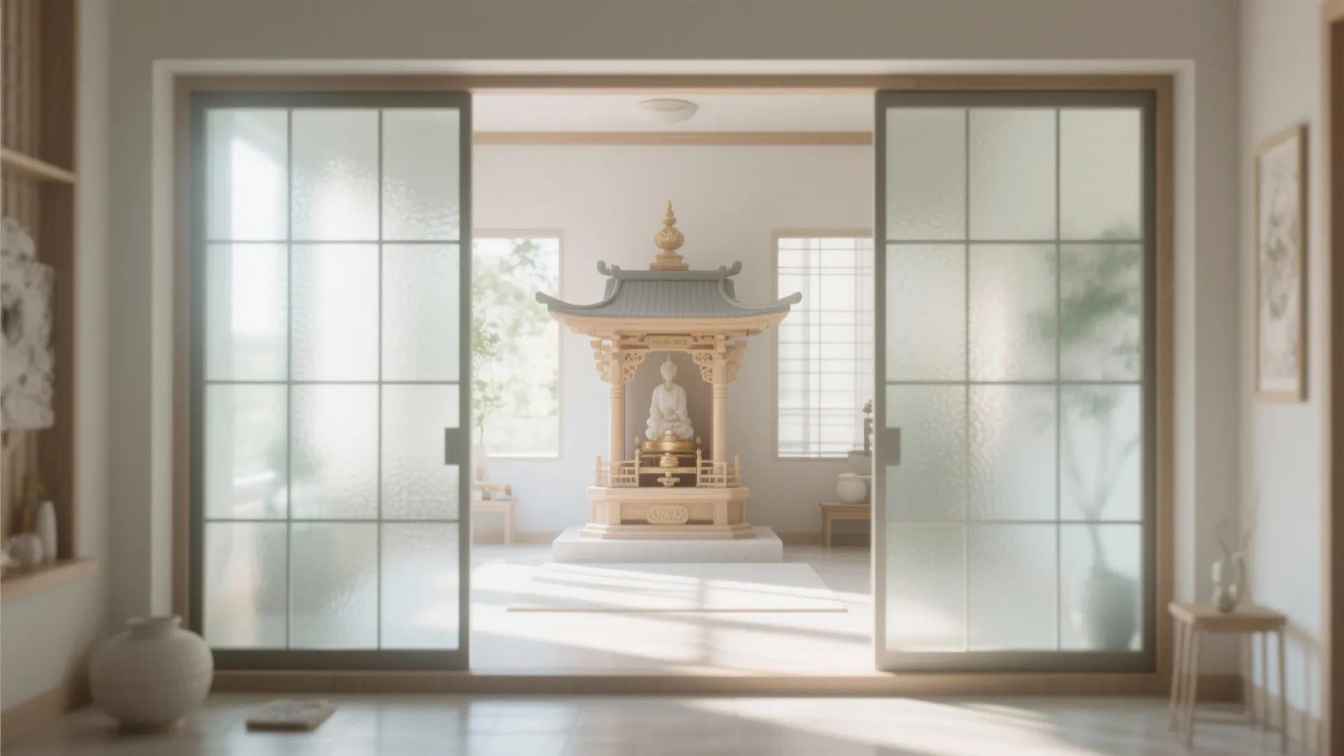Glass-Front Temple for Airy Vibes