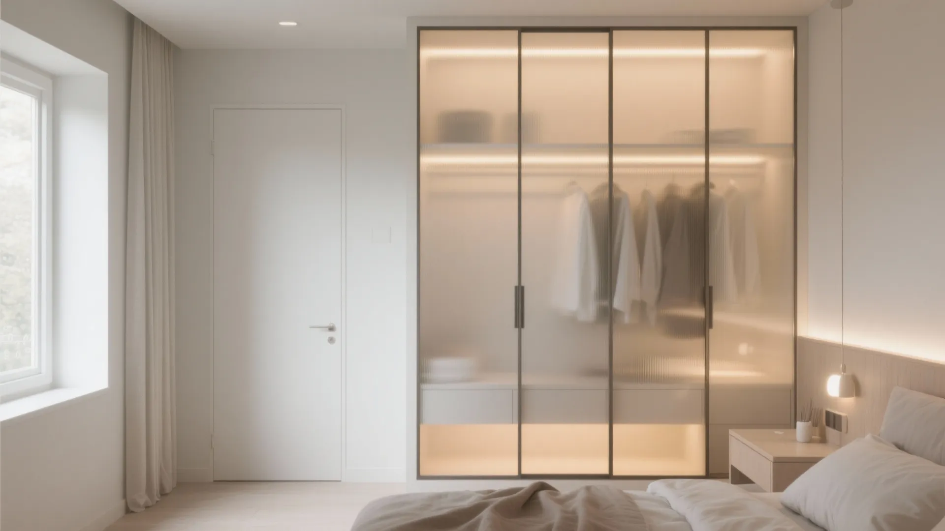 Glass-Front Wardrobe for Airy Feel