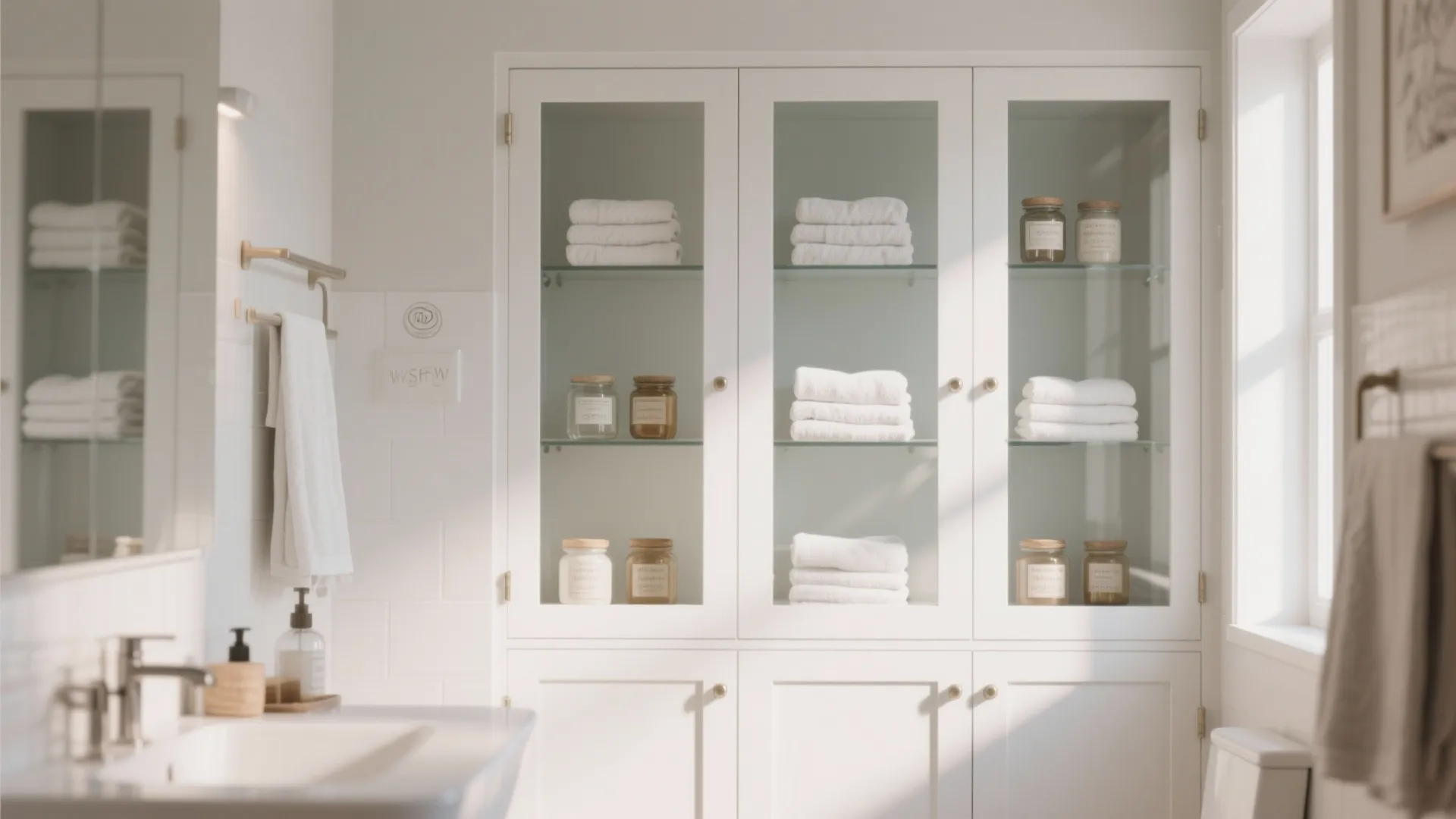 4. Go for Glass-Front White Cabinets