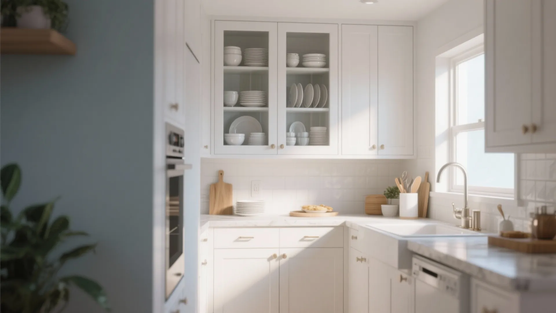 5. Glass-Front Cabinets