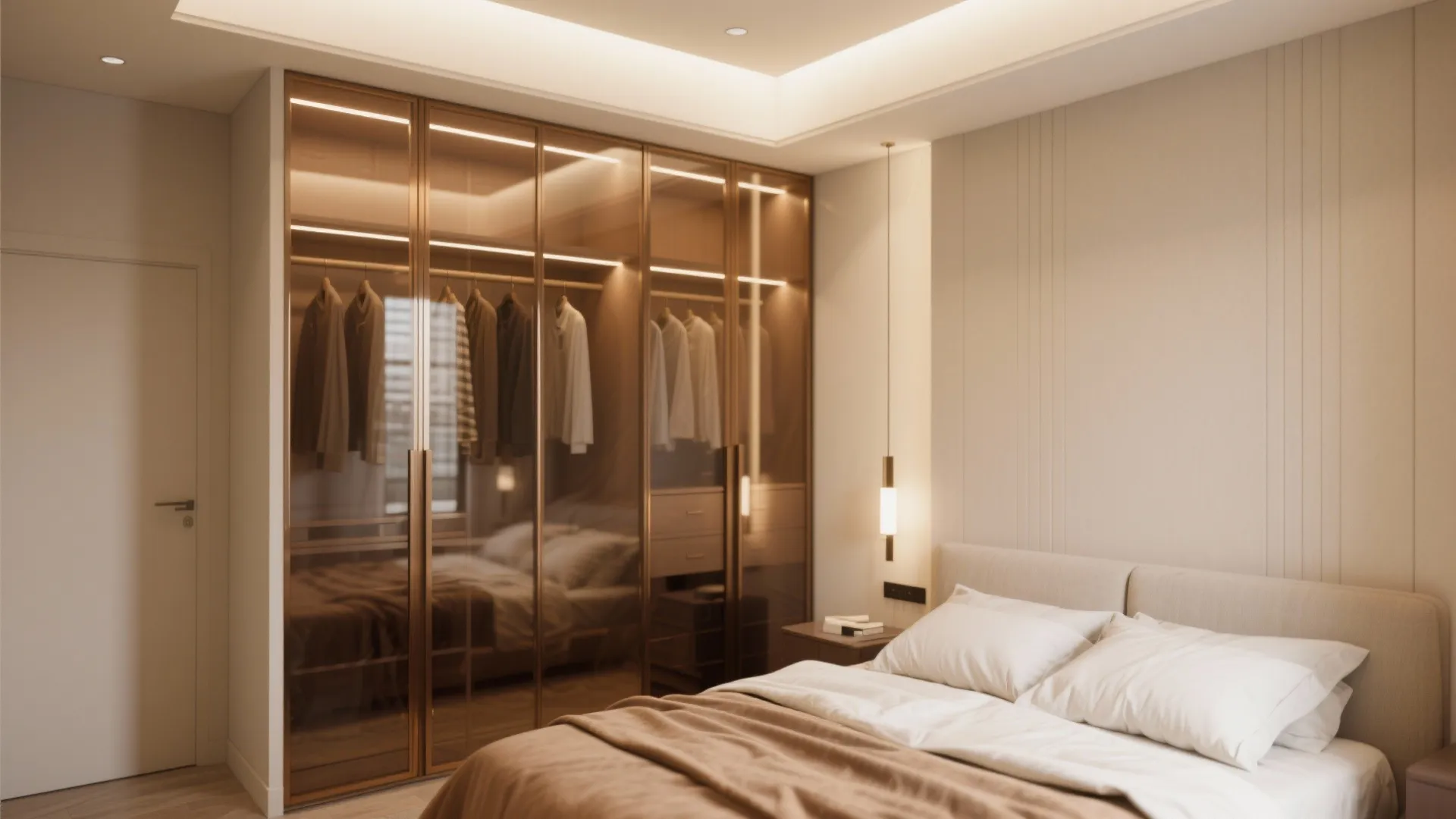 Glass-fronted wardrobes