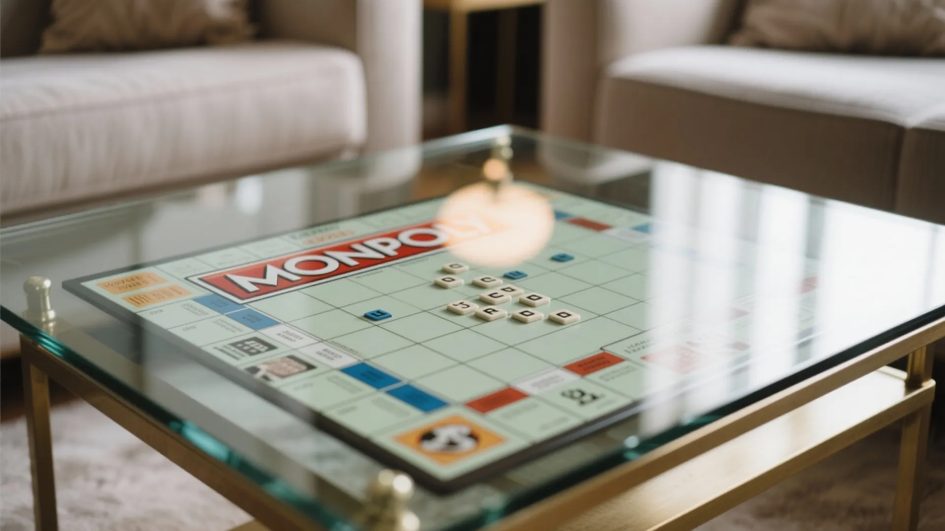 4. Glass-Top Table with Game Display