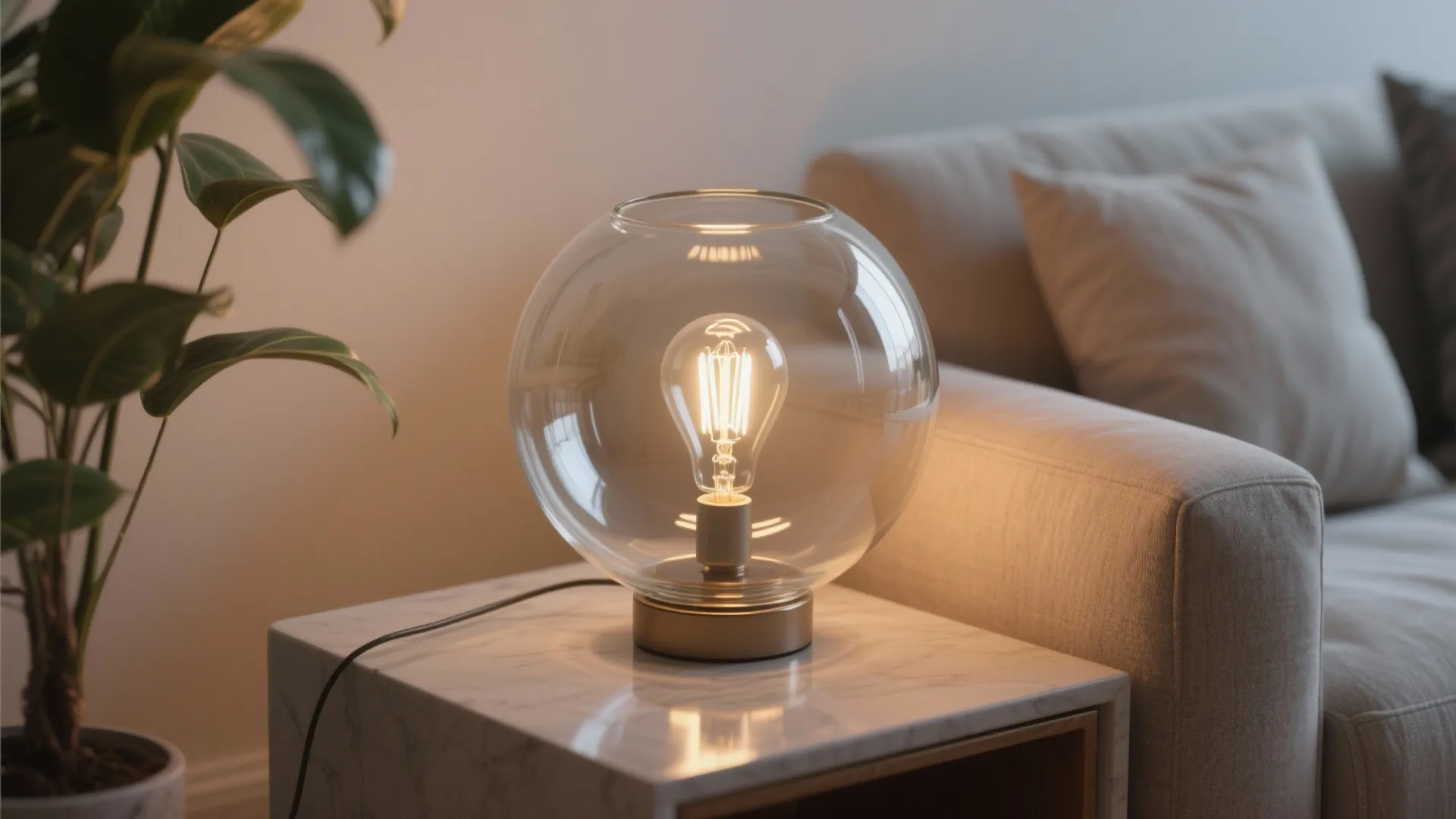 4. Glass Globe with Visible Bulb