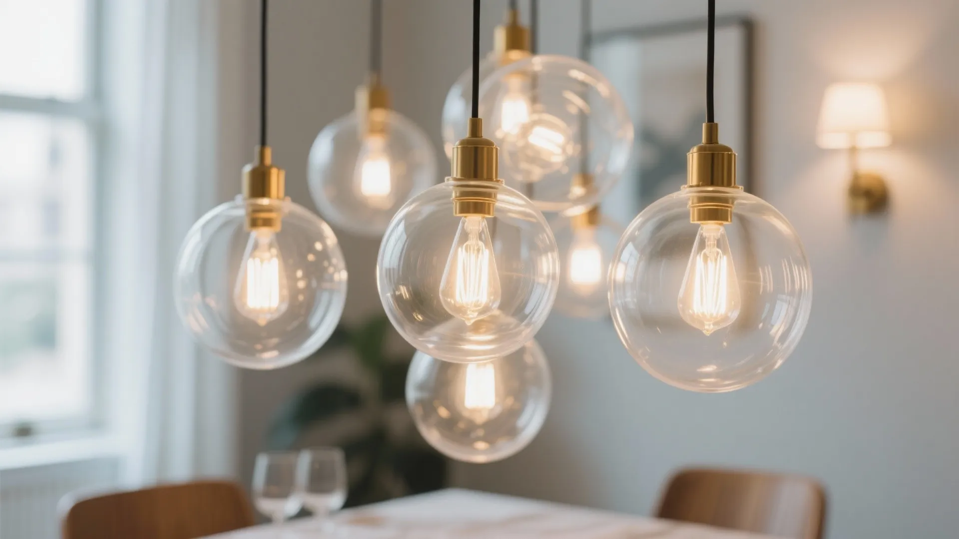 Translucent glass globes for airy, modern sparkle