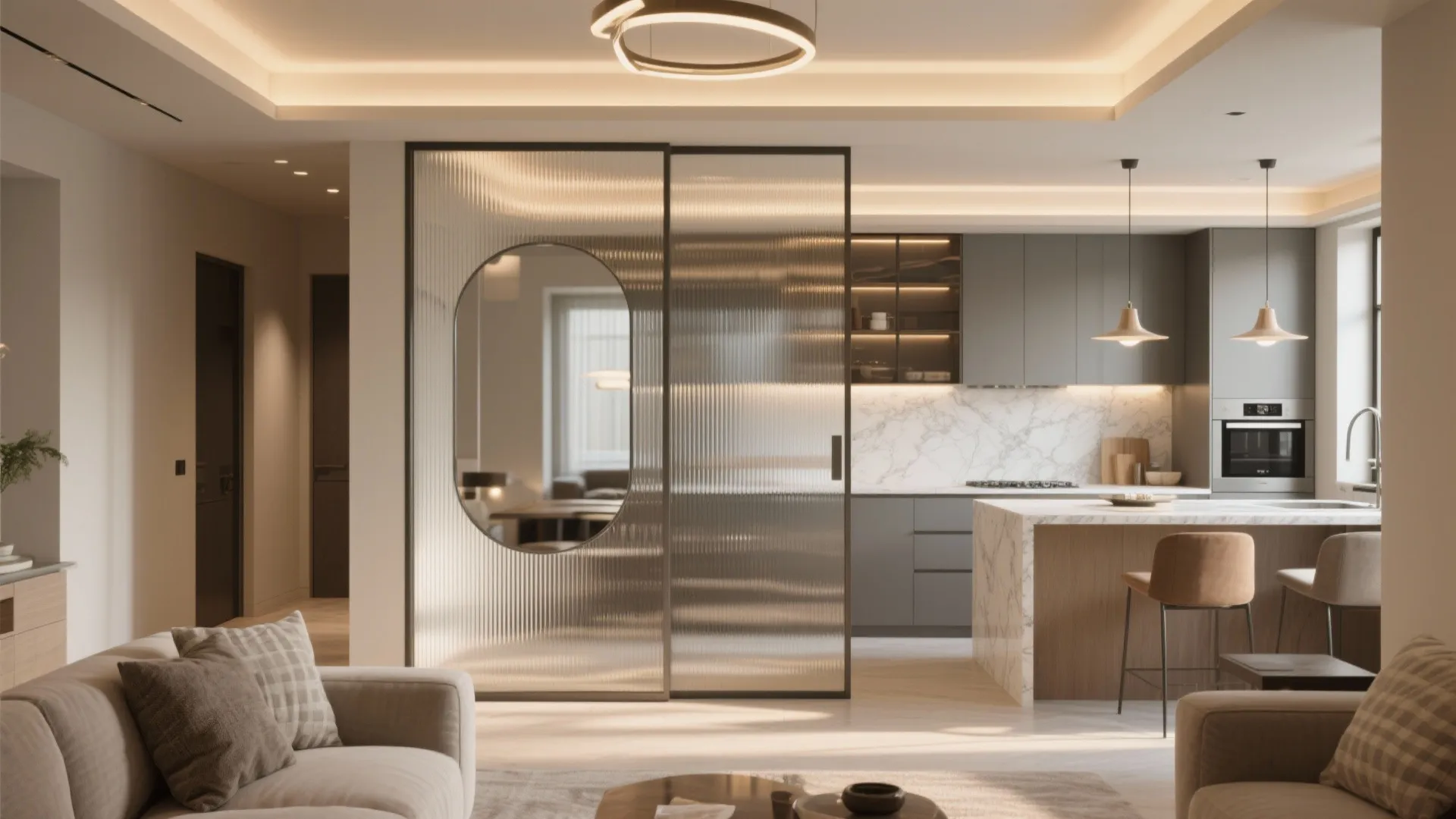 2) Brighter Interiors With Glass, Mirrors, and a Measured Glow